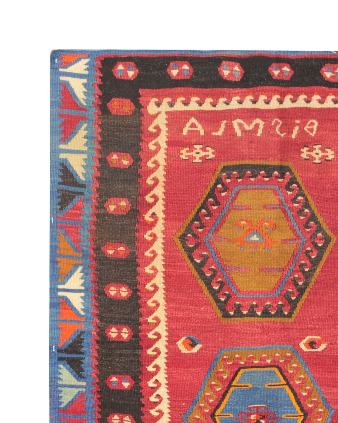 Antiek Turks kilimkleed rood multicolour tribaal medaillon flatweave tapijt 1940 photo vintage