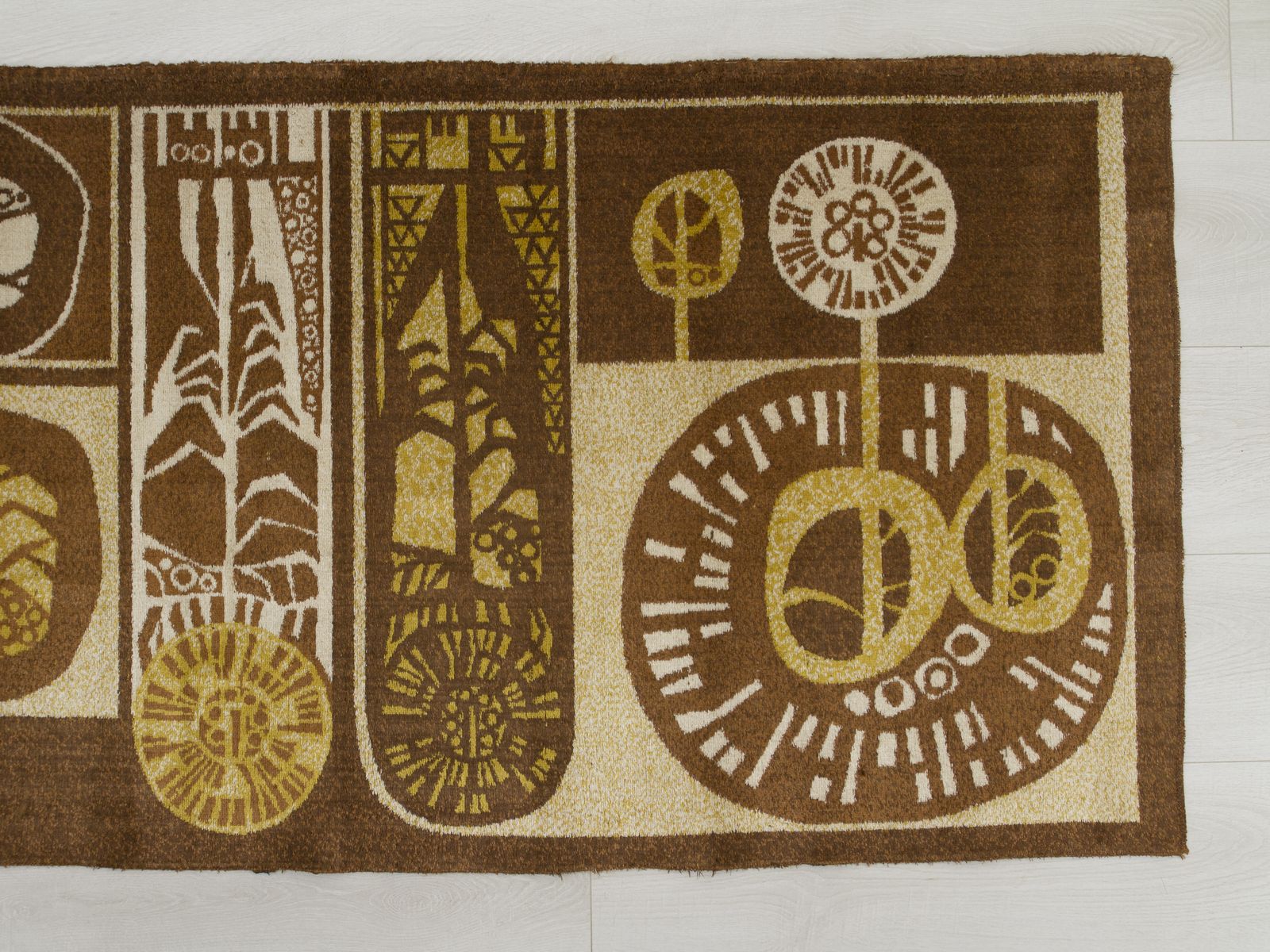 Abstract Modern Wall Tapestry In Brown & Gold, 1960s Vintage photo Art