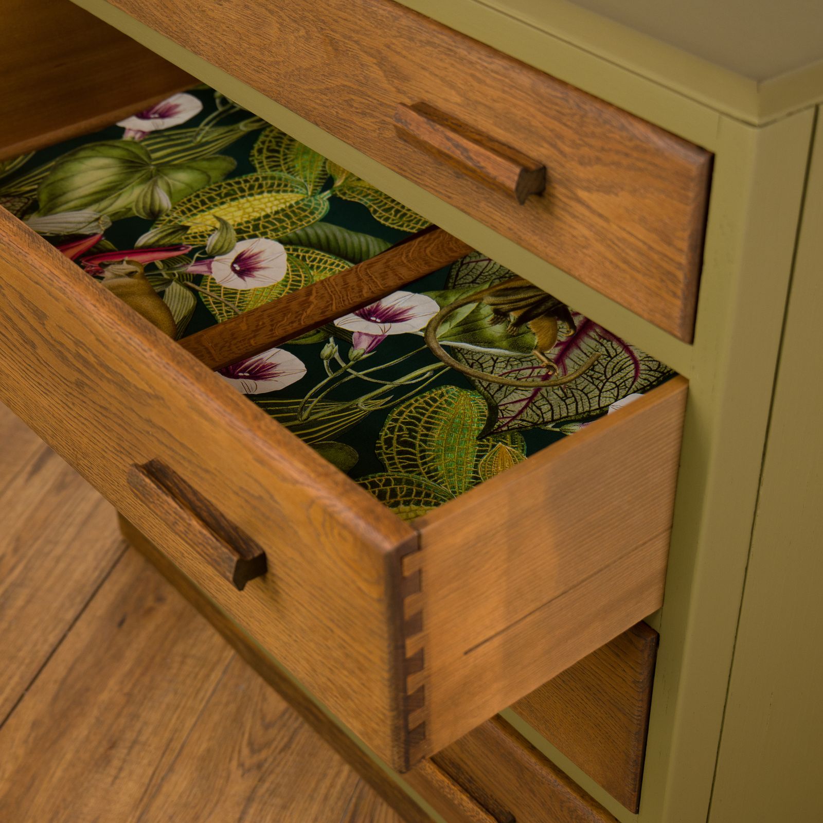 Vintage Oak Green Chest Of Drawers photo Furniture
