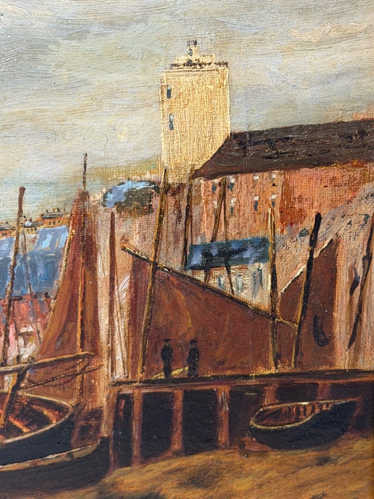 photo vinterior Victorian Oil Painting North Shields Harbour The Old Low Light In The Manner Of Bernard Benedict Hemy