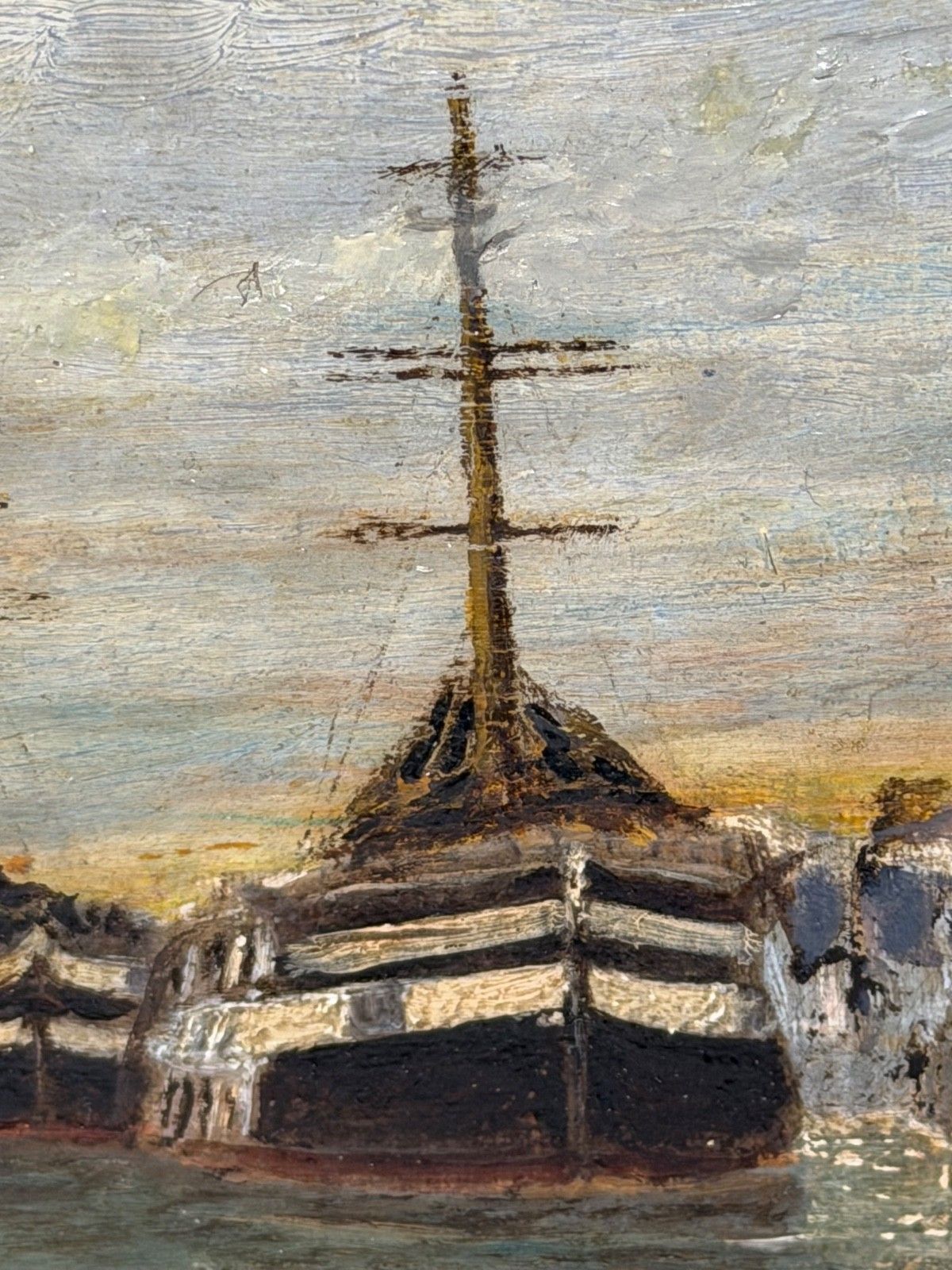 photo vintage Victorian Oil Painting North Shields Harbour The Old Low Light In The Manner Of Bernard Benedict Hemy