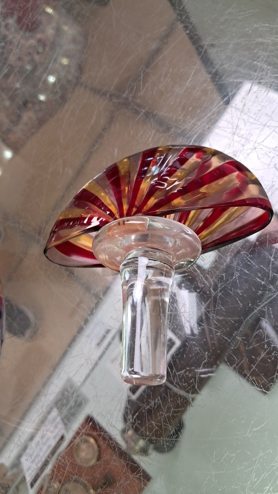 Stunning Murano Glass Samantha Red/ Yellow Ribboned Glass Decanter With Coa photo buy