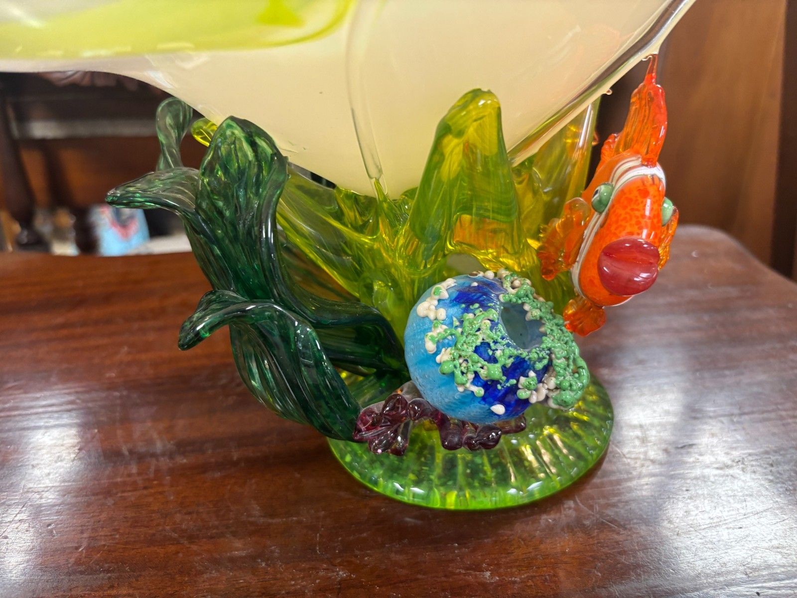 195.0 Stunning 2003 Tina Cooper Great Barrier Reef Collection Art Glass Vase/ Bowl photo