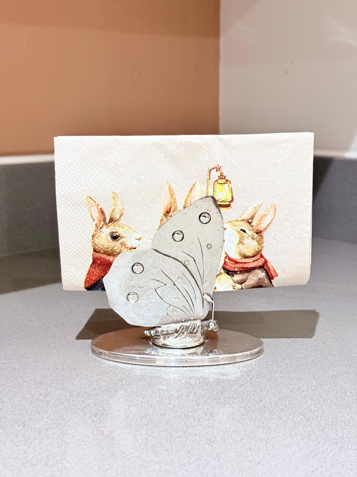 photo for sale Porte-serviettes papillon d'époque avec porte-couteaux assortis, lot de 6 couteaux