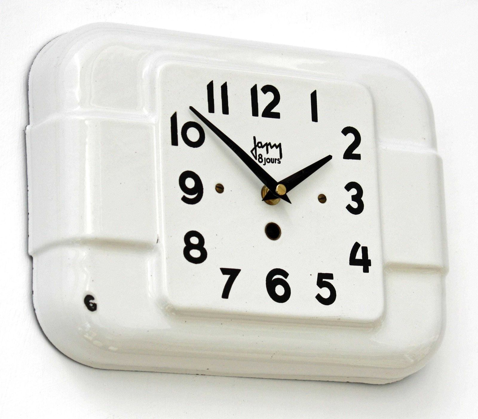 Vintage Japy Wall Clock   29cm French Enamel Metal Tin Retro Shabby Chic Art Deco Clock Toleware Gift Off The Wall Clocks photo furniture