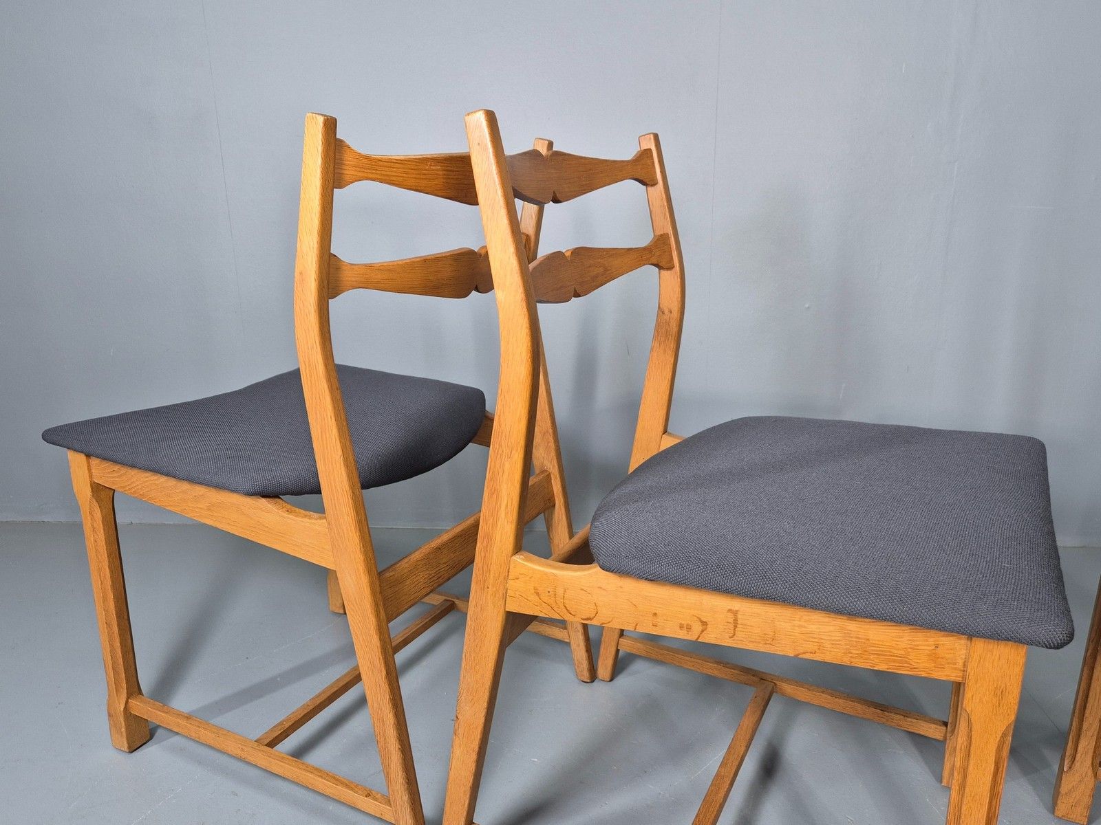 5 Vintage Kjaernulf Style Dining Chairs Oak Frame New Seats 1970s Retro Eb12141 photo vinterior