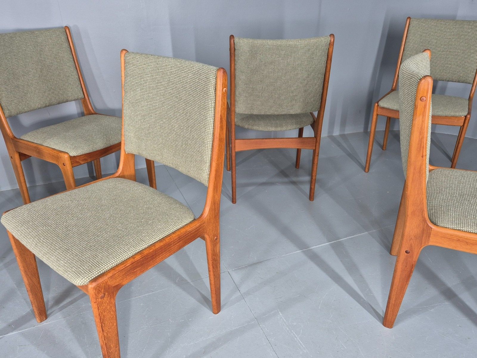 Furniture 6 Vintage Uldum Dining Chairs Teak Frame 1970s Danish Retro New Seats Eb12166 photo