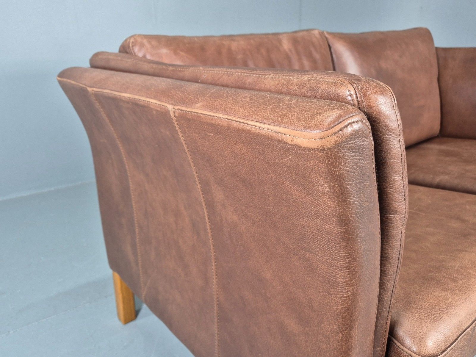 photo for sale Vintage Mid Century 2 Seater Sofa Danish 1980s Leather Retro Eb11636