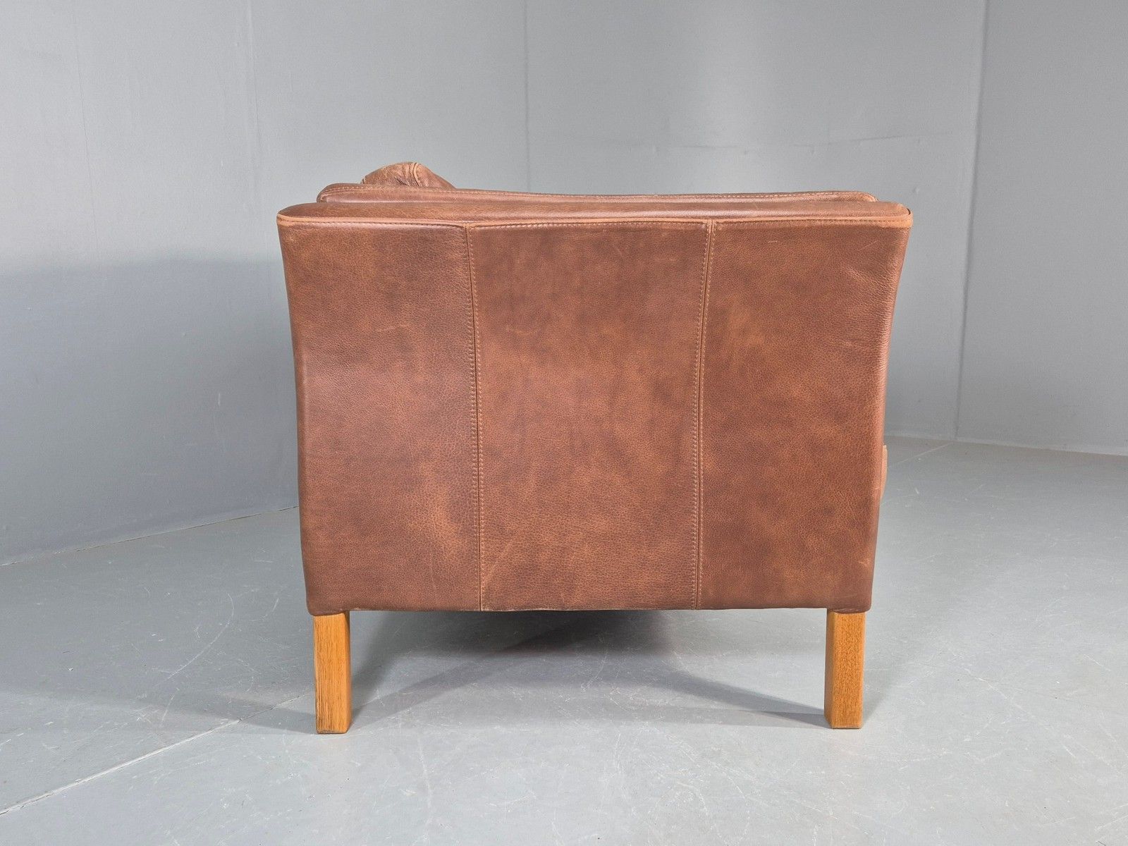 photo buy Vintage Mid Century 2 Seater Sofa Danish 1980s Leather Retro Eb11636
