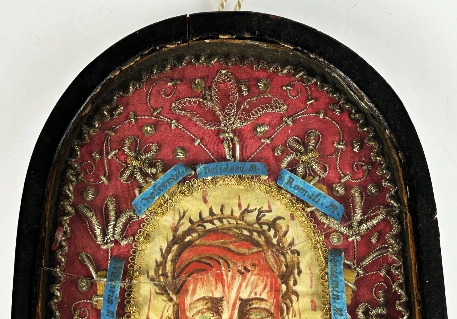Early 1700s Multi Relic Catholic Reliquary | Named Saints & Martyrs | Ecclesiastical Devotional Art photo furniture