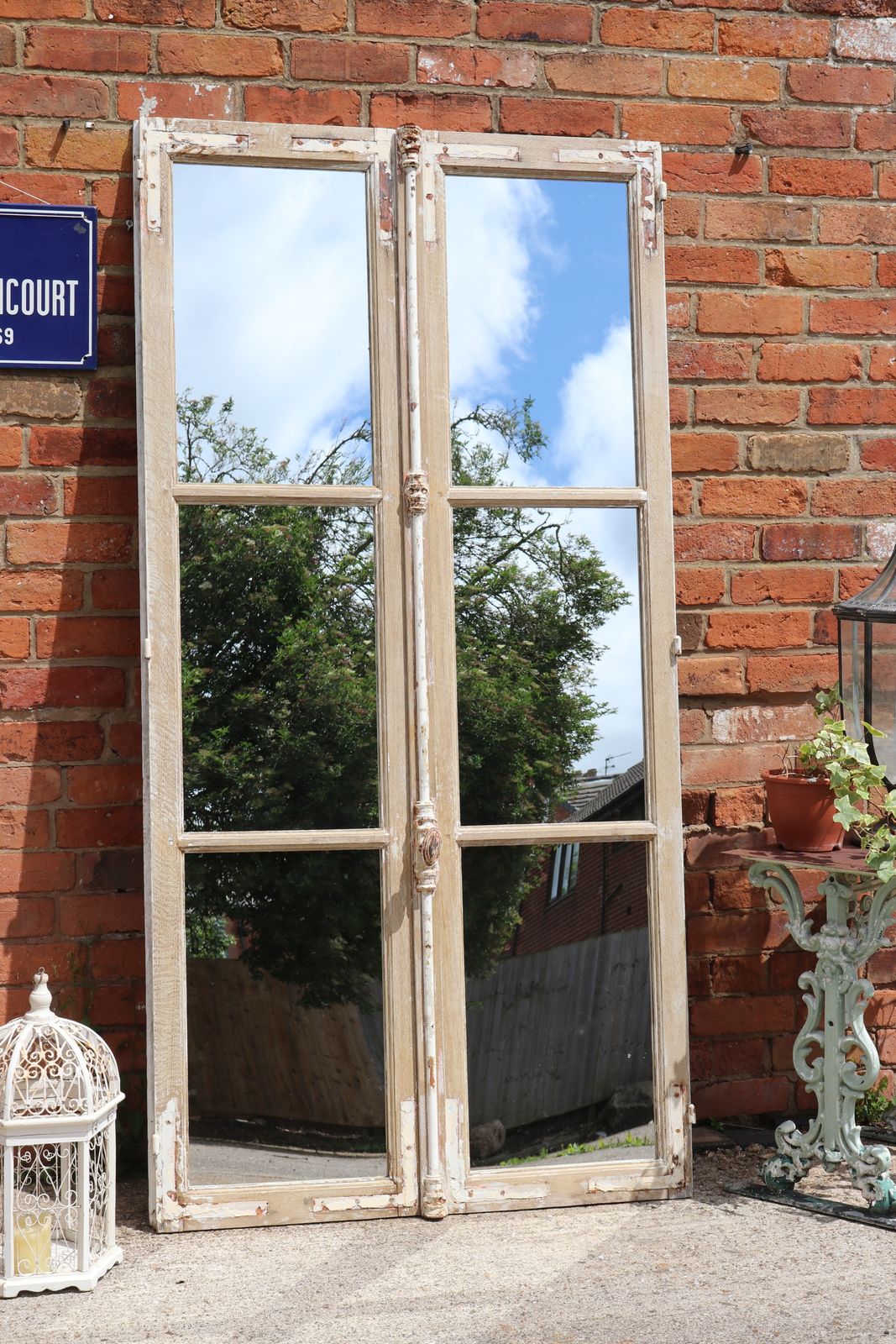 Antique French Chateau Floor Standing Mirror Doors 202cm High photo furniture