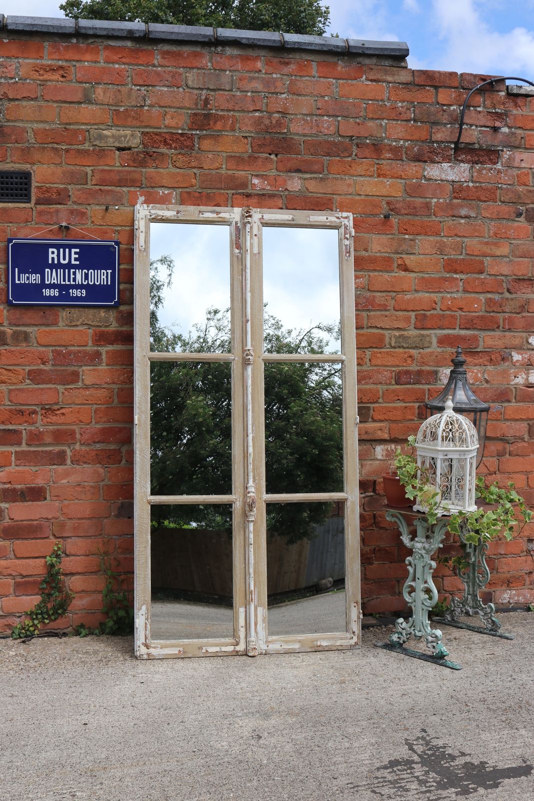 Antique French Chateau Floor Standing Mirror Doors 202cm High photo vintage