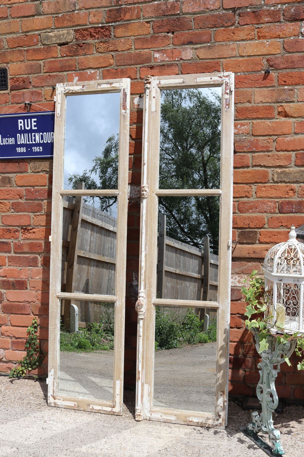 photo vinterior Antique French Chateau Floor Standing Mirror Doors 202cm High