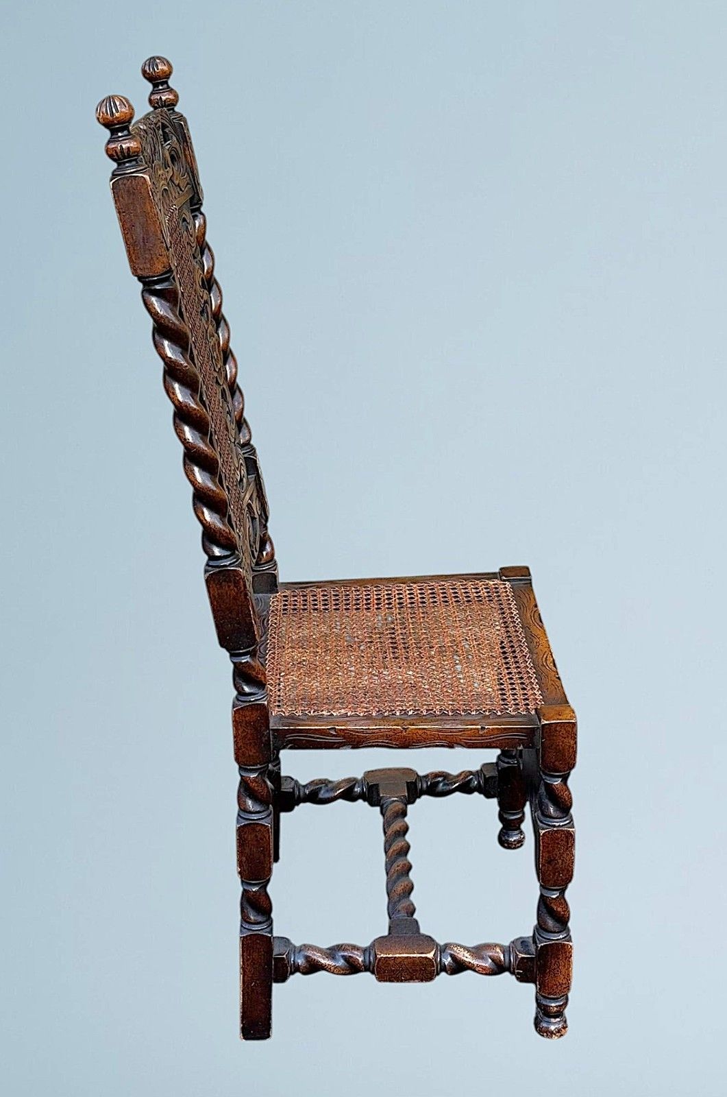 Antique Carved Walnut Jacobean Style Chair photo vintage