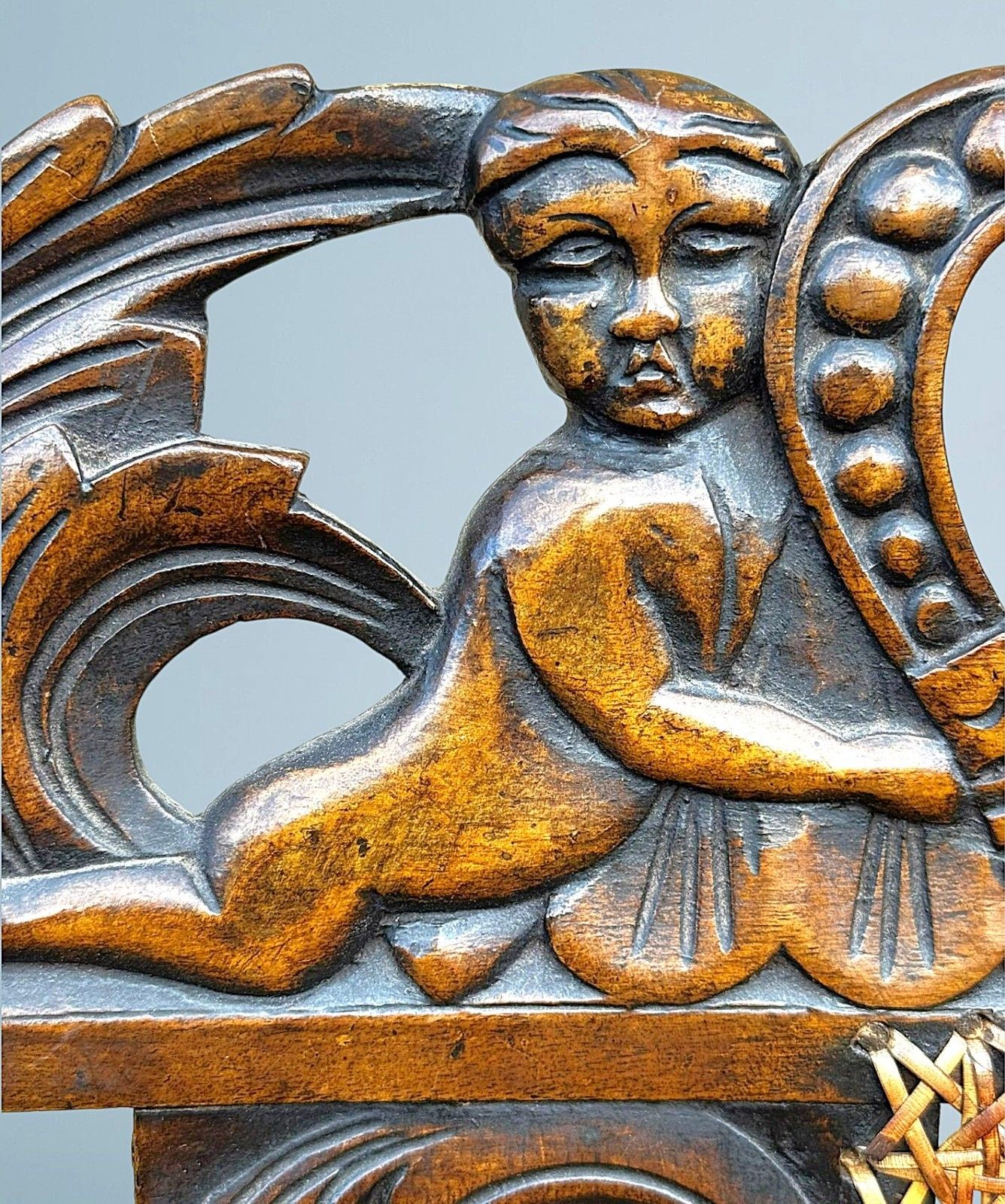photo buy Antique Carved Walnut Jacobean Style Chair