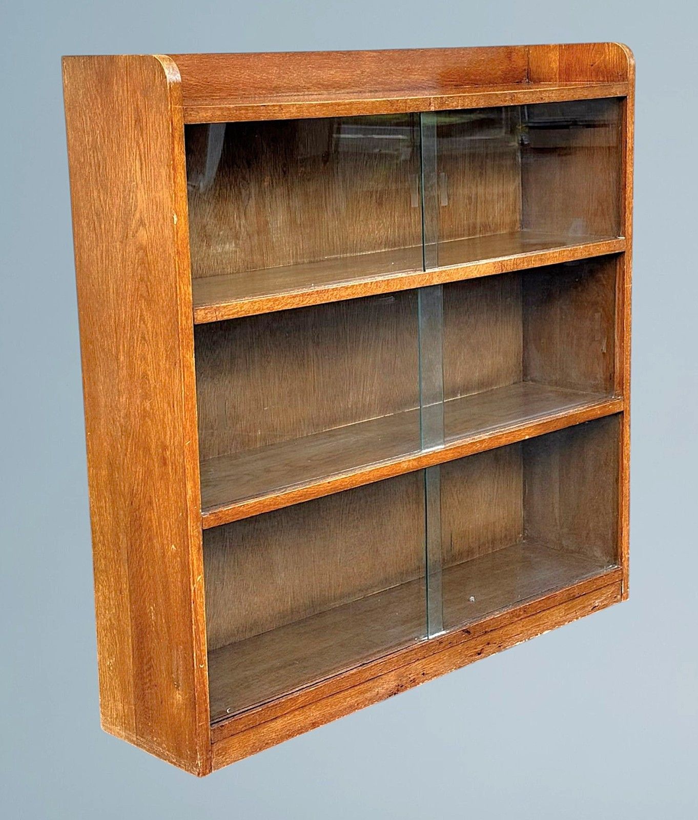 Antique Oak Sliding Door Bookcase photo vintage