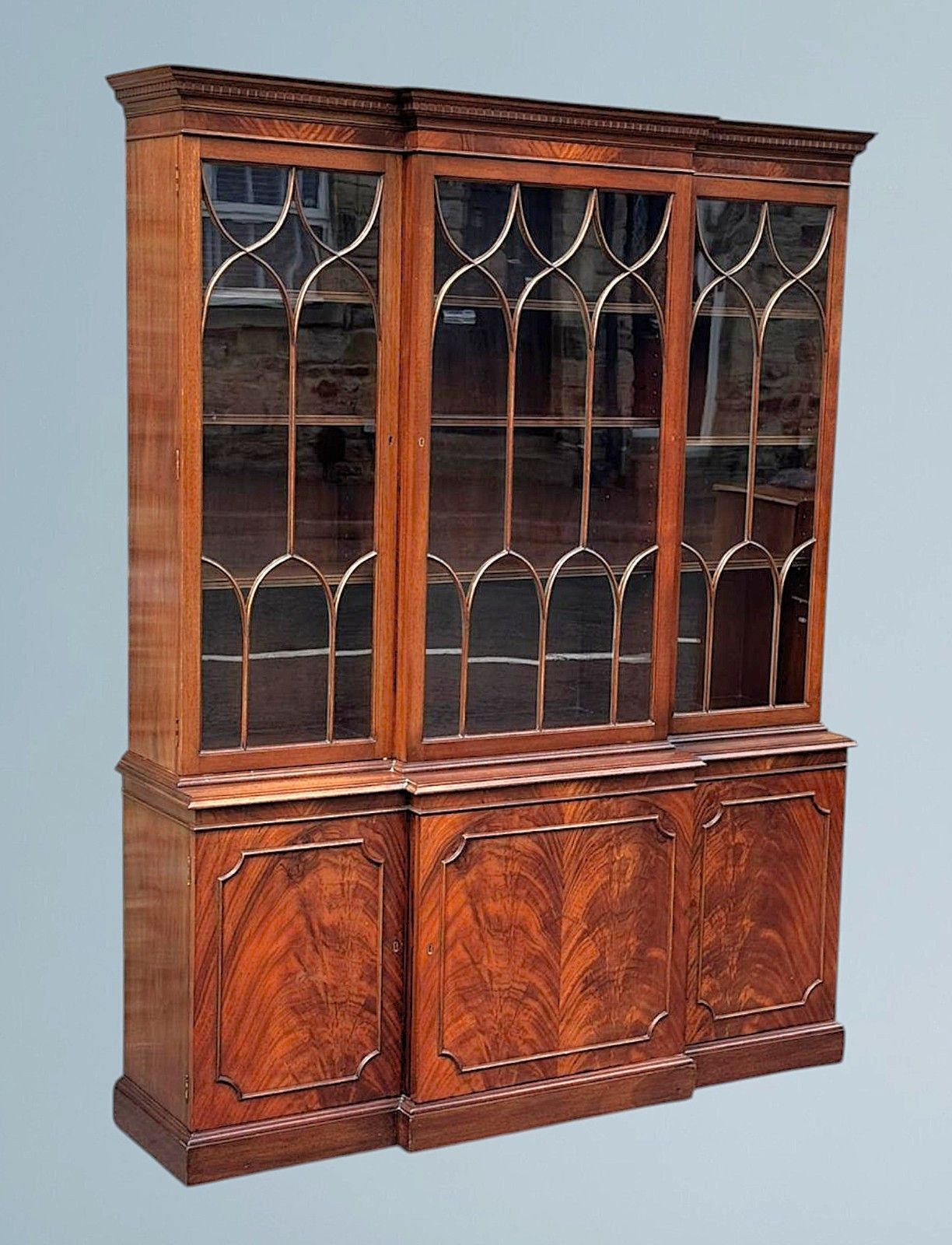 Mahogany Three Door Breakfront Bookcase photo for sale