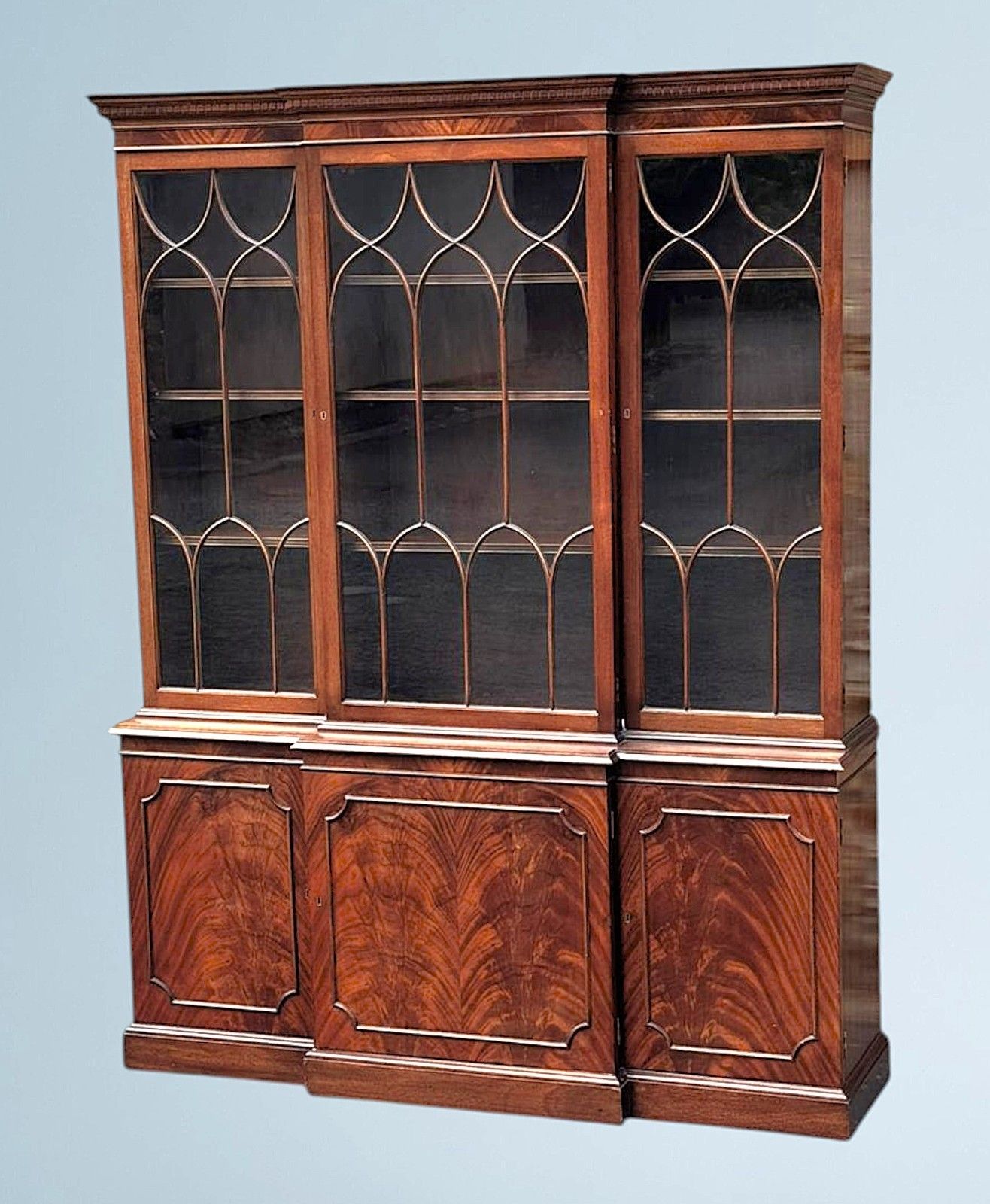 Mahogany Three Door Breakfront Bookcase photo Furniture