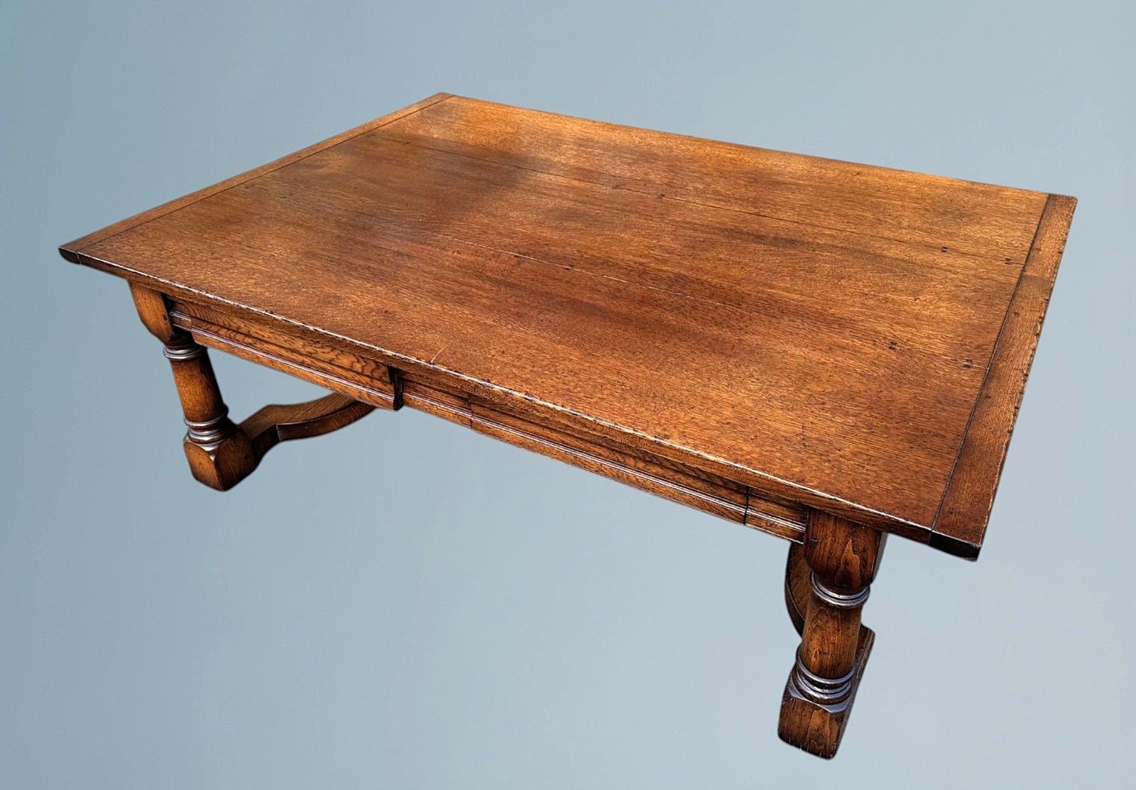 Large Oak Two Drawer Coffee Table photo vintage