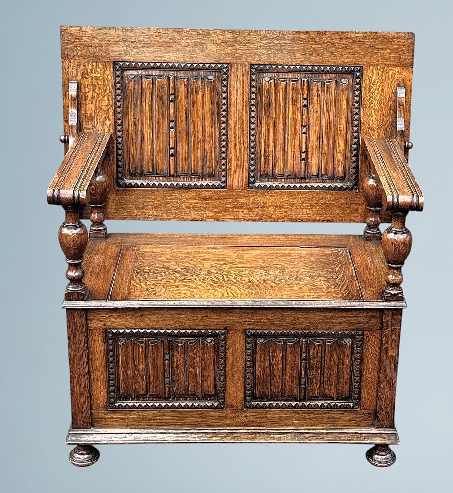 Antique Golden Oak Monks Bench photo furniture