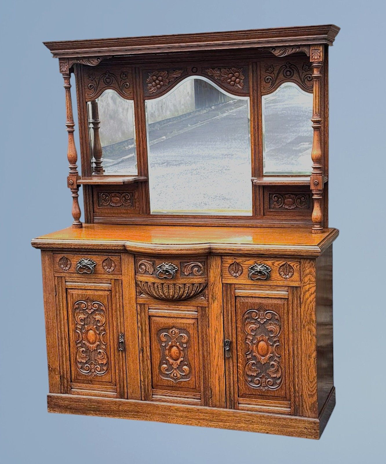 Edwardian Oak Mirror Back Sideboard photo for sale