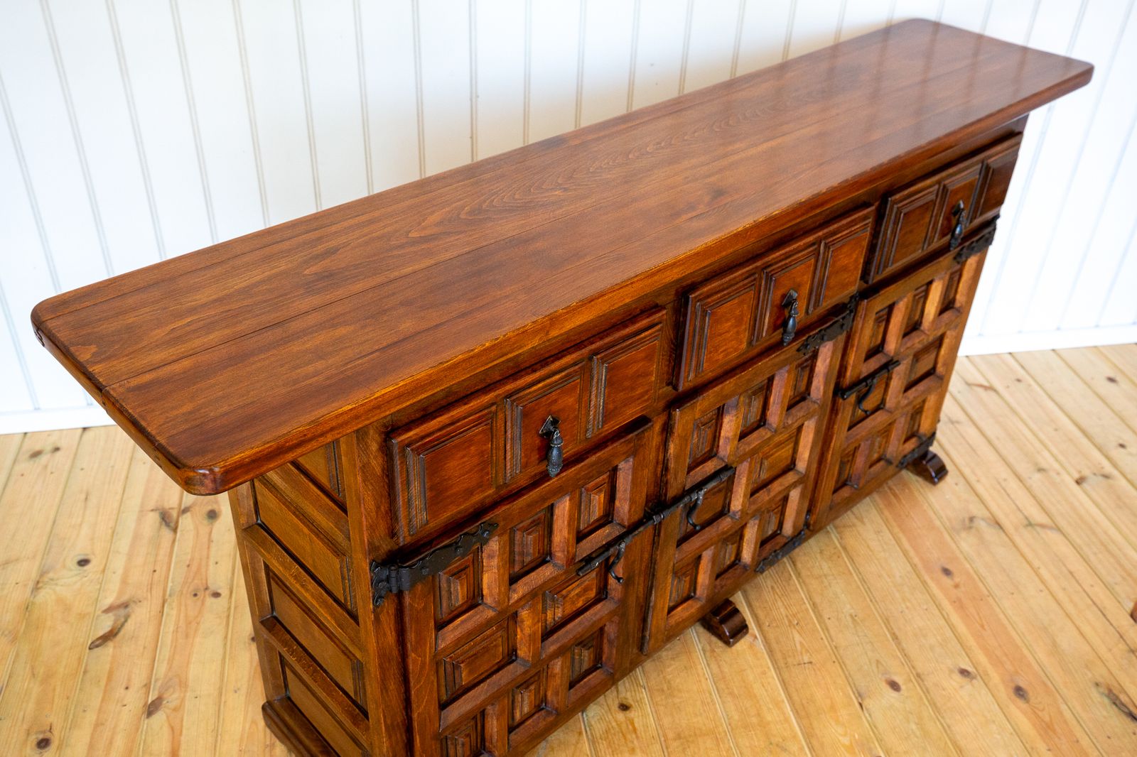 Spanish Sideboard Credenza Navarro Argudo Baroque Tuscan Mid Century Walnut Iron Brutalist Geometric Catalan photo 3250.0