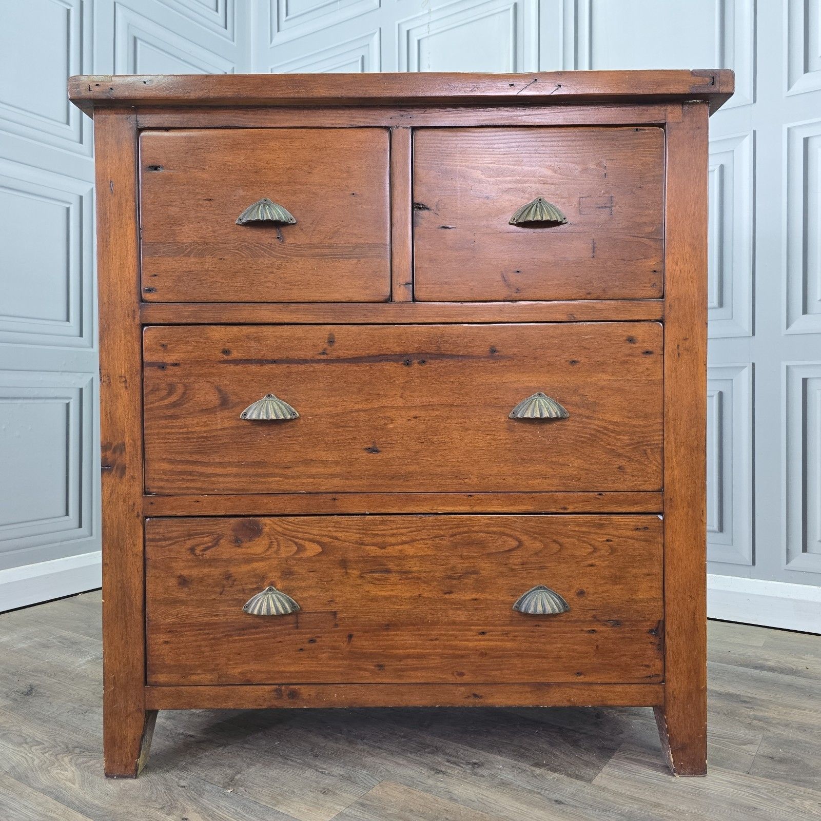 Furniture Rustic Chest Of Drawers Solid Wooden Irish Coast Reclaimed Pine Tallboy photo