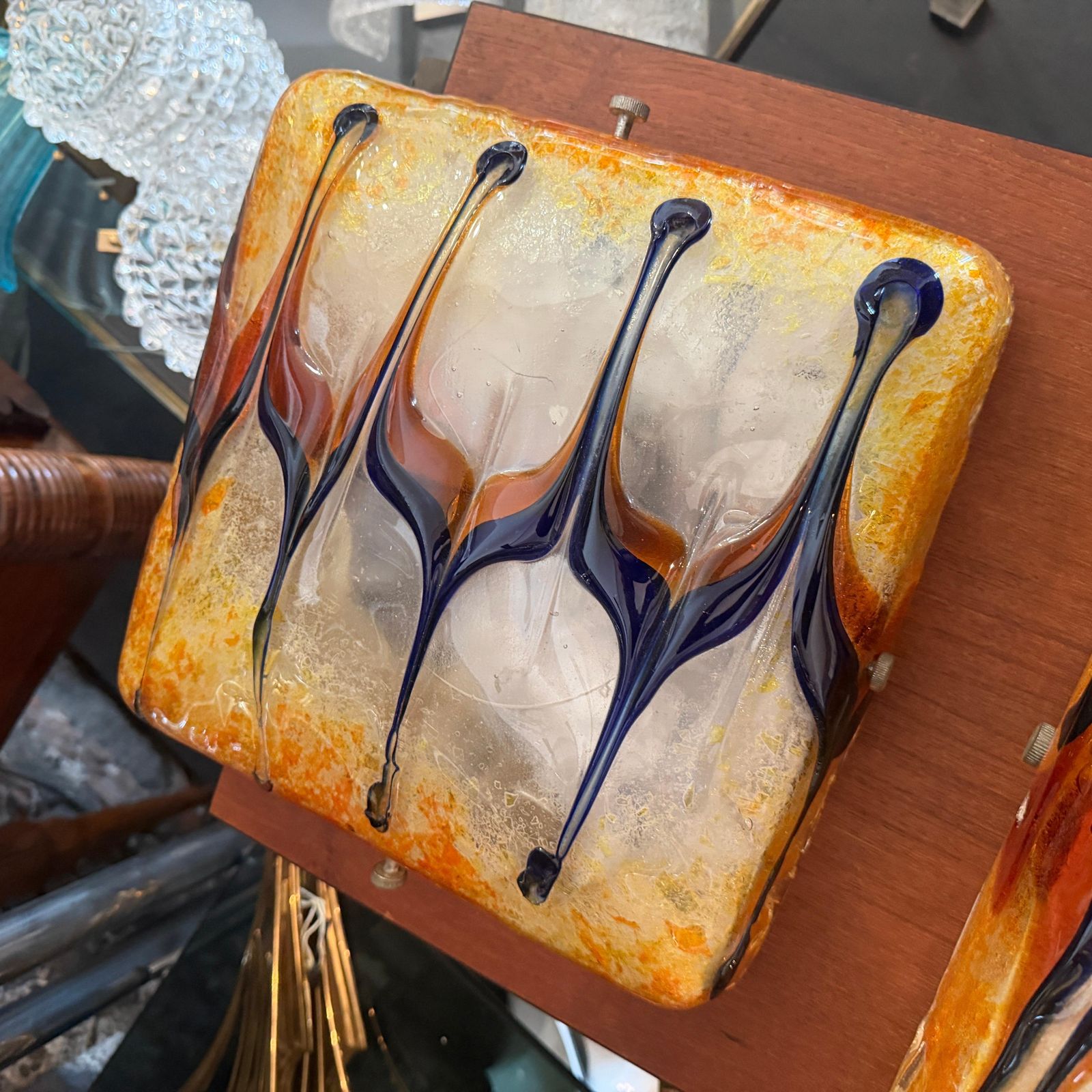 1960s Mid Century Modern Orange And Blue Ceiling Light By Nason For Mazzega photo 1528.0