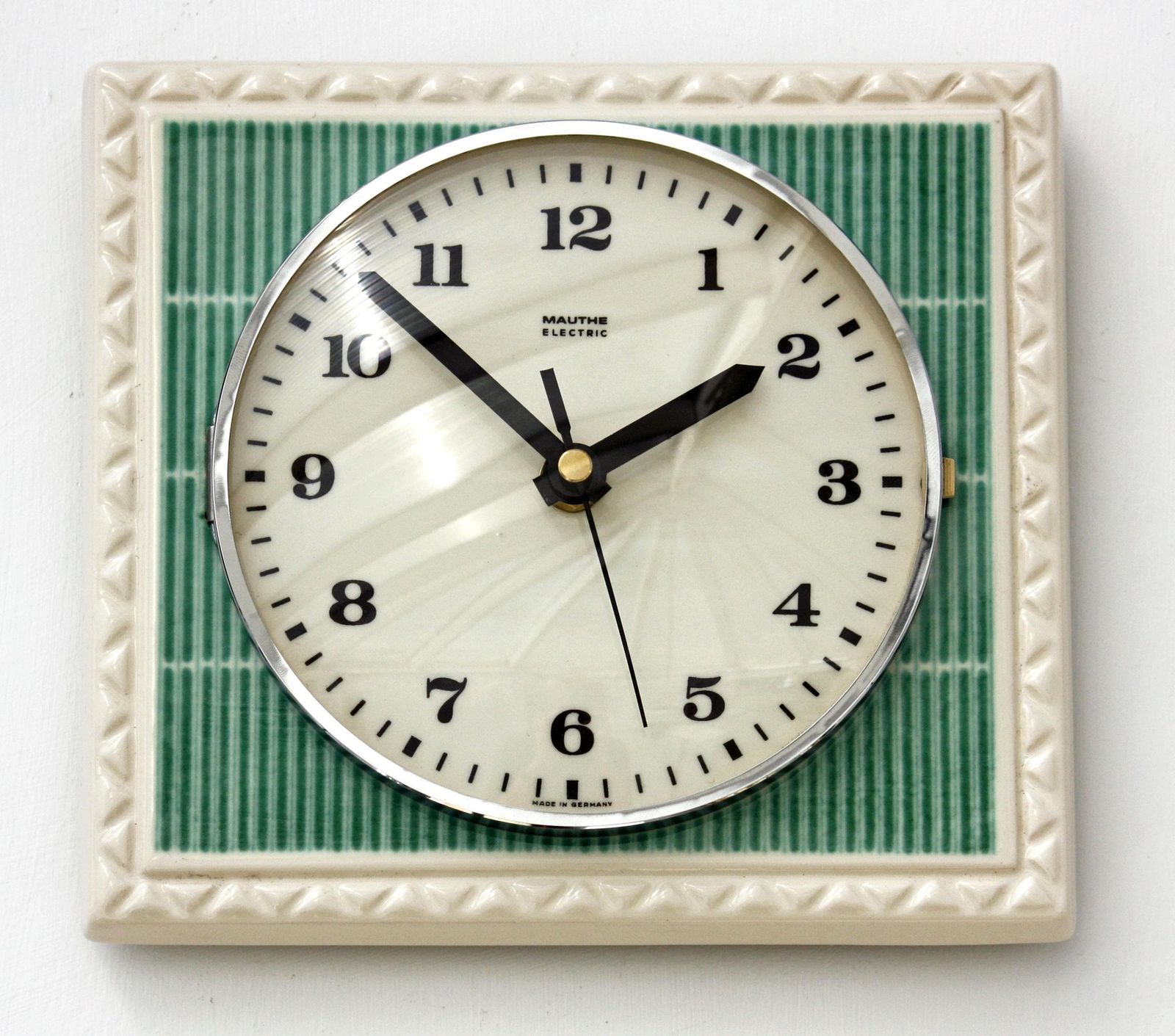 Vintage Mauthe Wall Clock   20cm Ceramic Retro Style Mid Century Style Antique Green Clock Gift Off The Wall Clocks photo furniture
