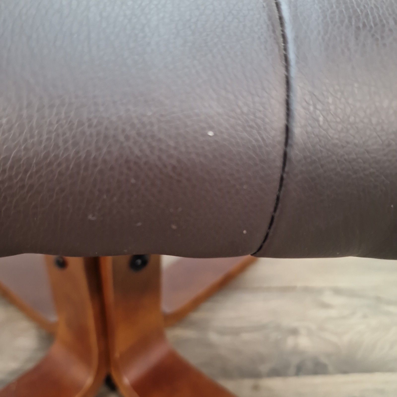 photo buy Vintage Sloped Footstool Brown Leather Style Rest Stool Suit Stressless Retro