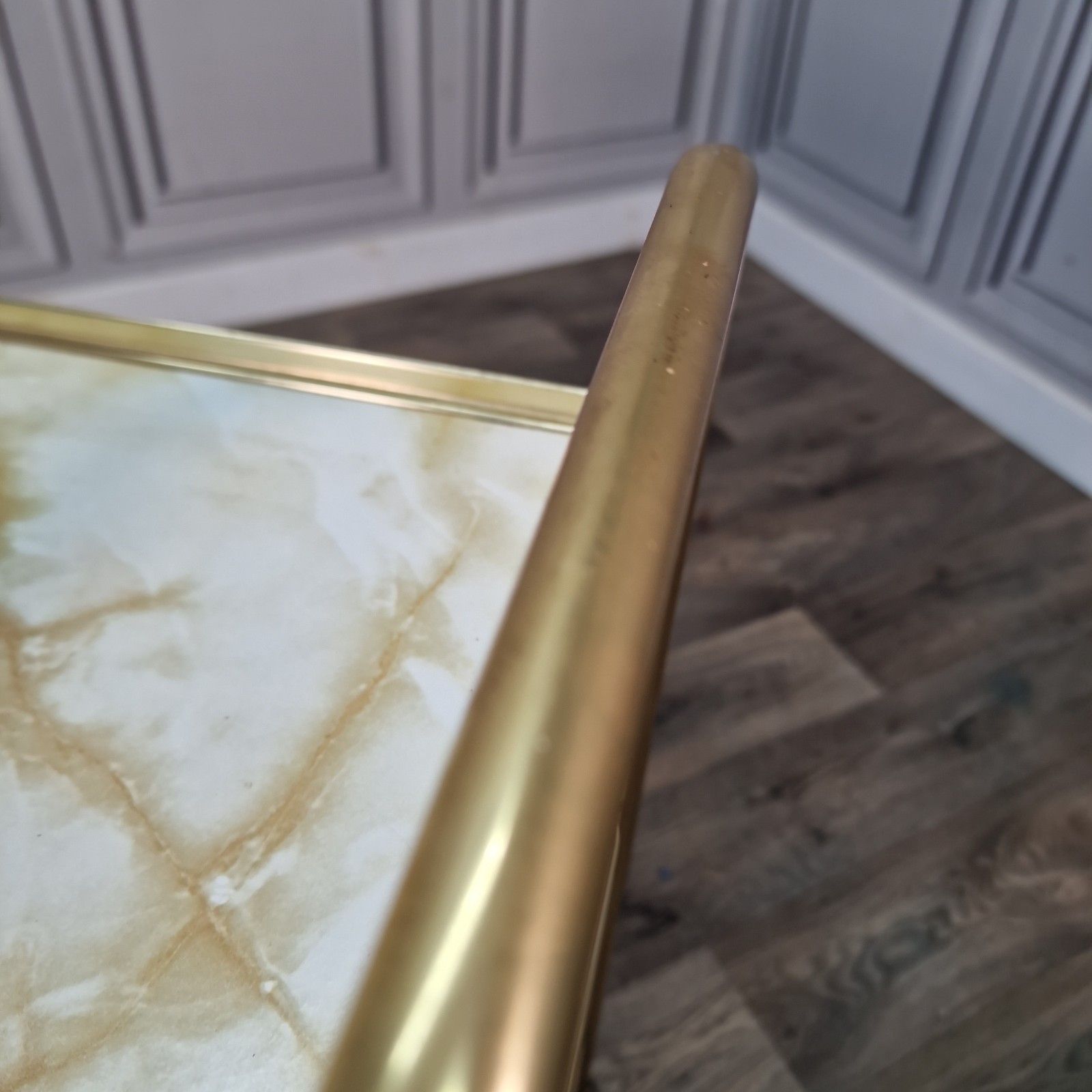 photo furniture Vintage Drinks Tea Trolley Gold Metal Marble Effect Retro 3 Tier Serving Cart