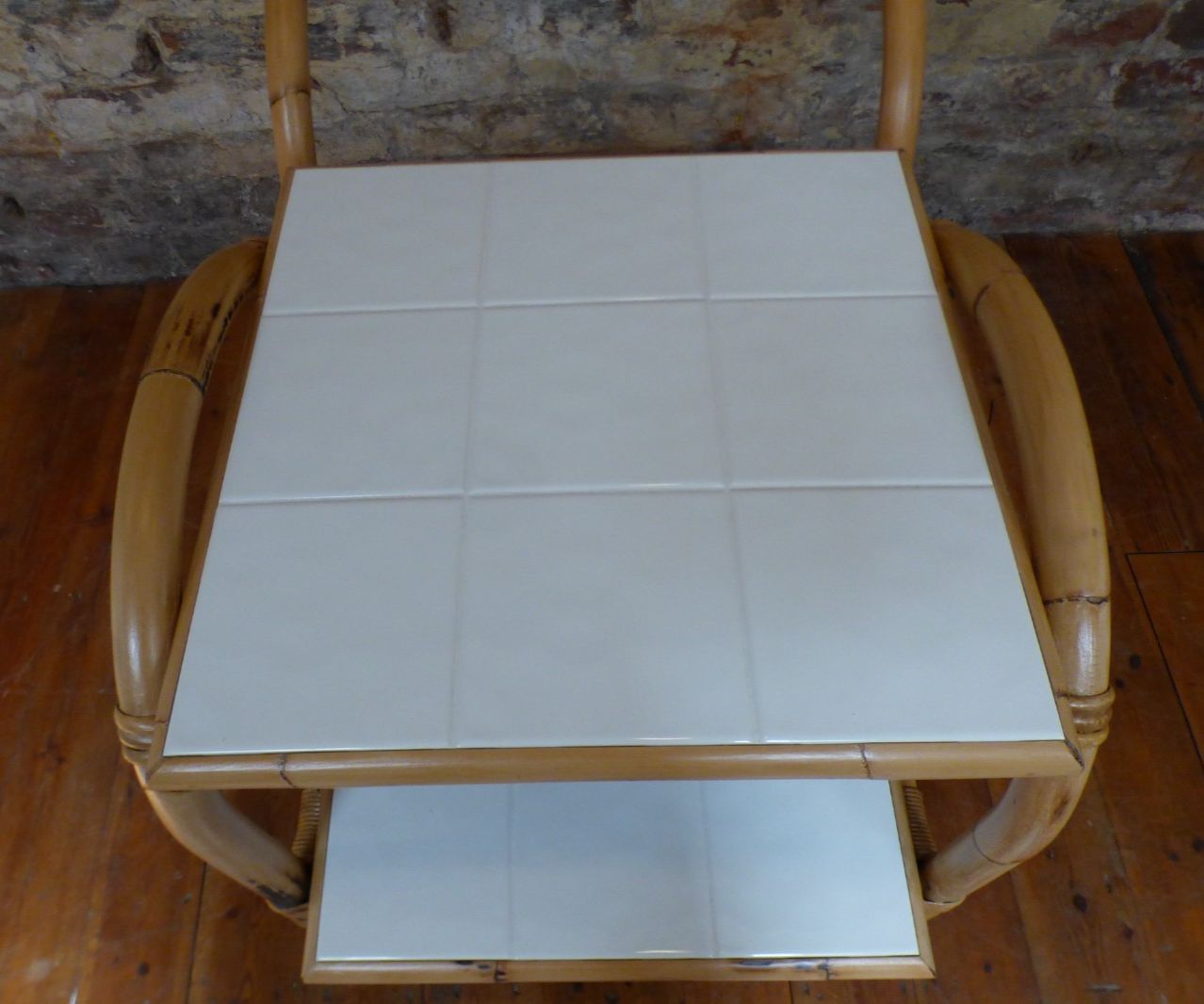 photo vintage Mid Century Retro Boho Bamboo Tea / Cocktail / Side Table Trolley Uk  Delivery