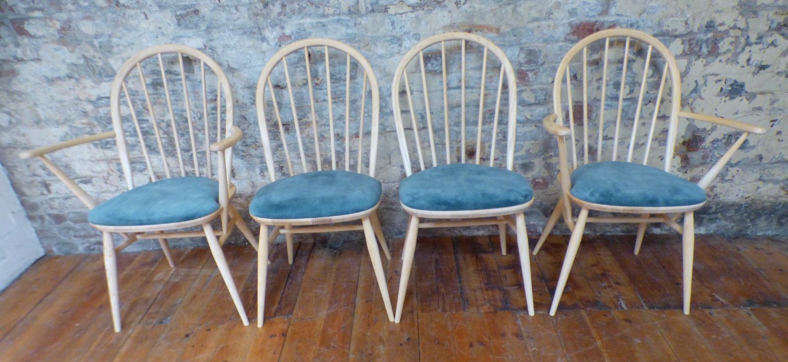 Four Modern Upholstered Windsor Blonde Ash Ercol Dining Chairs Exc Uk Delivery photo furniture