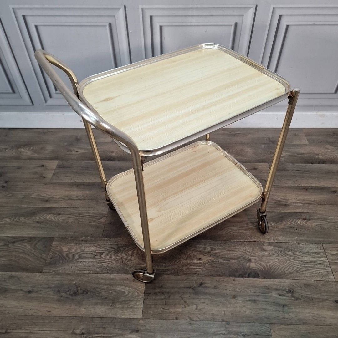 Vintage Drinks  Tea Trolley Brass Effect Serving Cart Retro Cocktail Trolley photo furniture