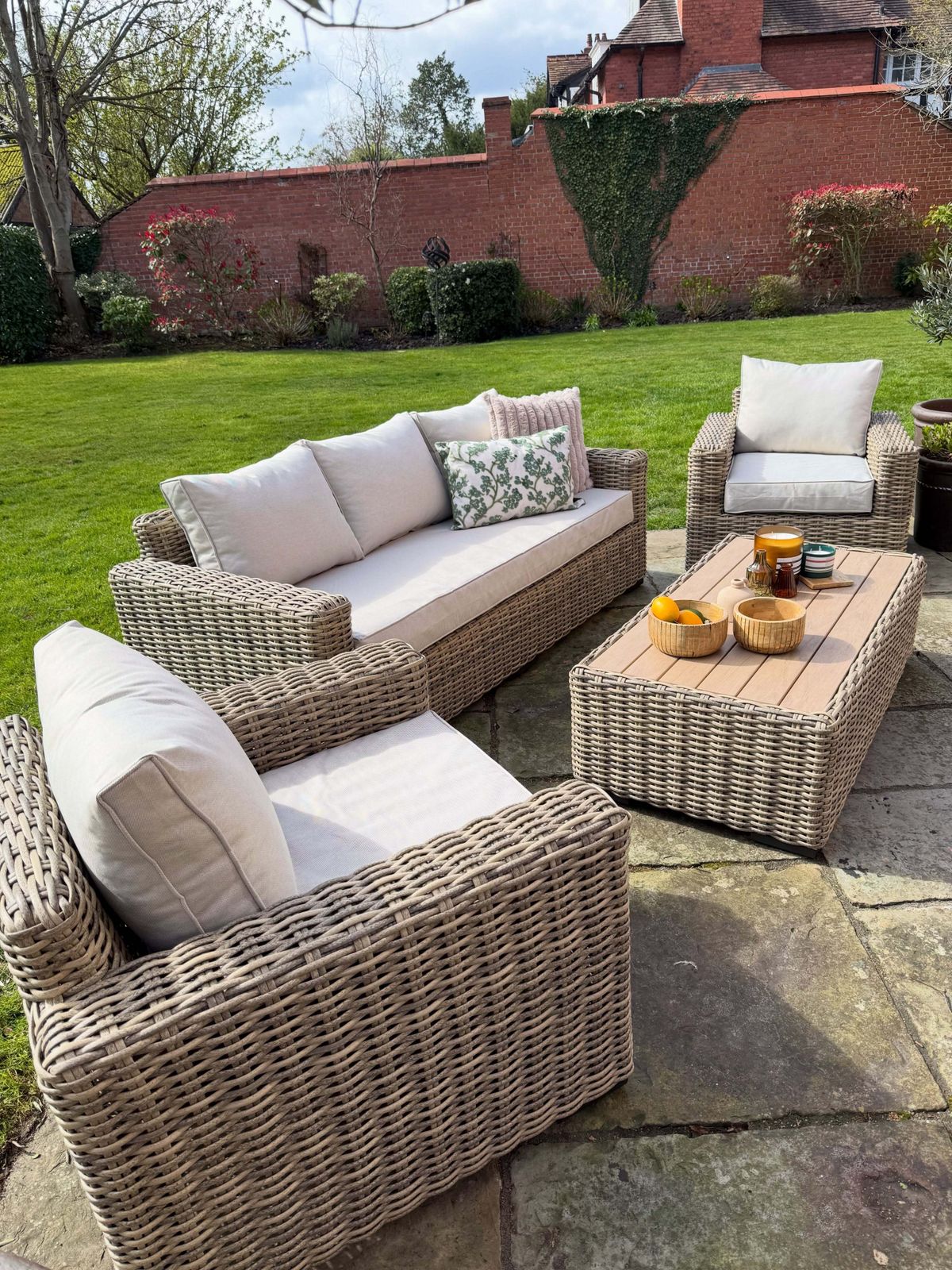 Grey 3+1+1 Seater Garden Outdoor Sofa