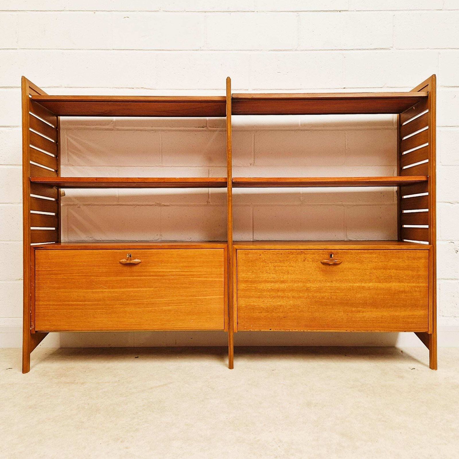 Staples Ladderax Vintage Mid Century 1960s Danish Design 2 Bay Cabinet Shelf Modular System Pg215 photo for sale