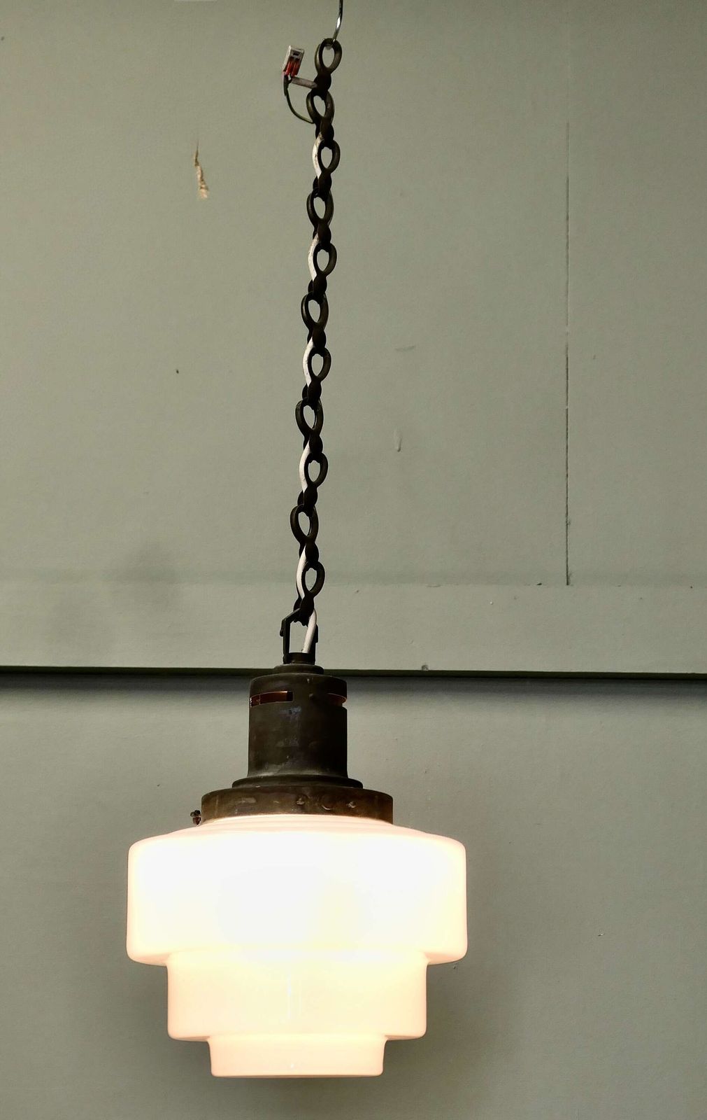 Odeon Industrial Style Opalescent Hanging Light Shade A Stylish Art Deco Light Shade photo 714.0