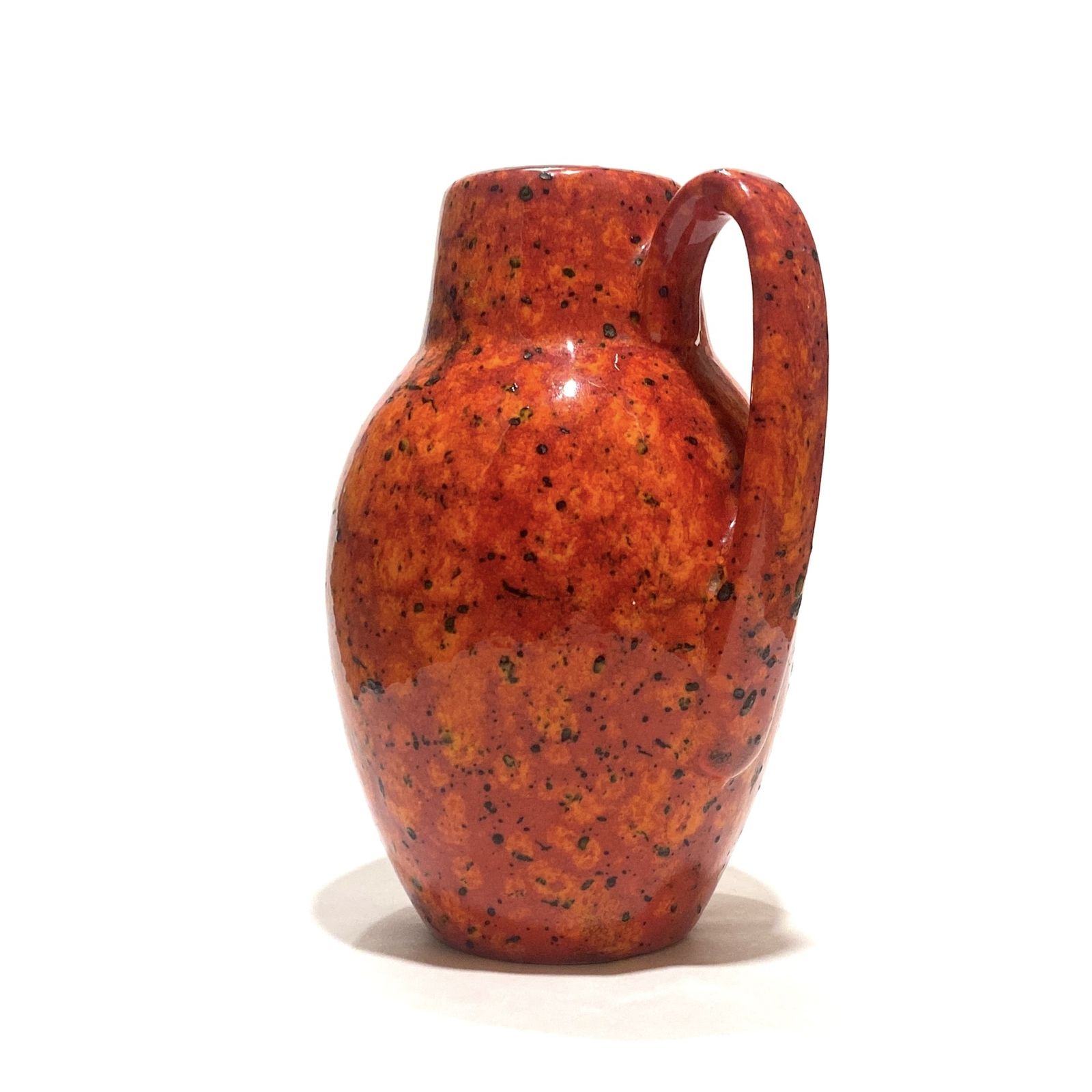 Scheurich Keramik 414 16 Vase In Orange & Red Fire Glaze, 1970 West German Pottery photo for sale