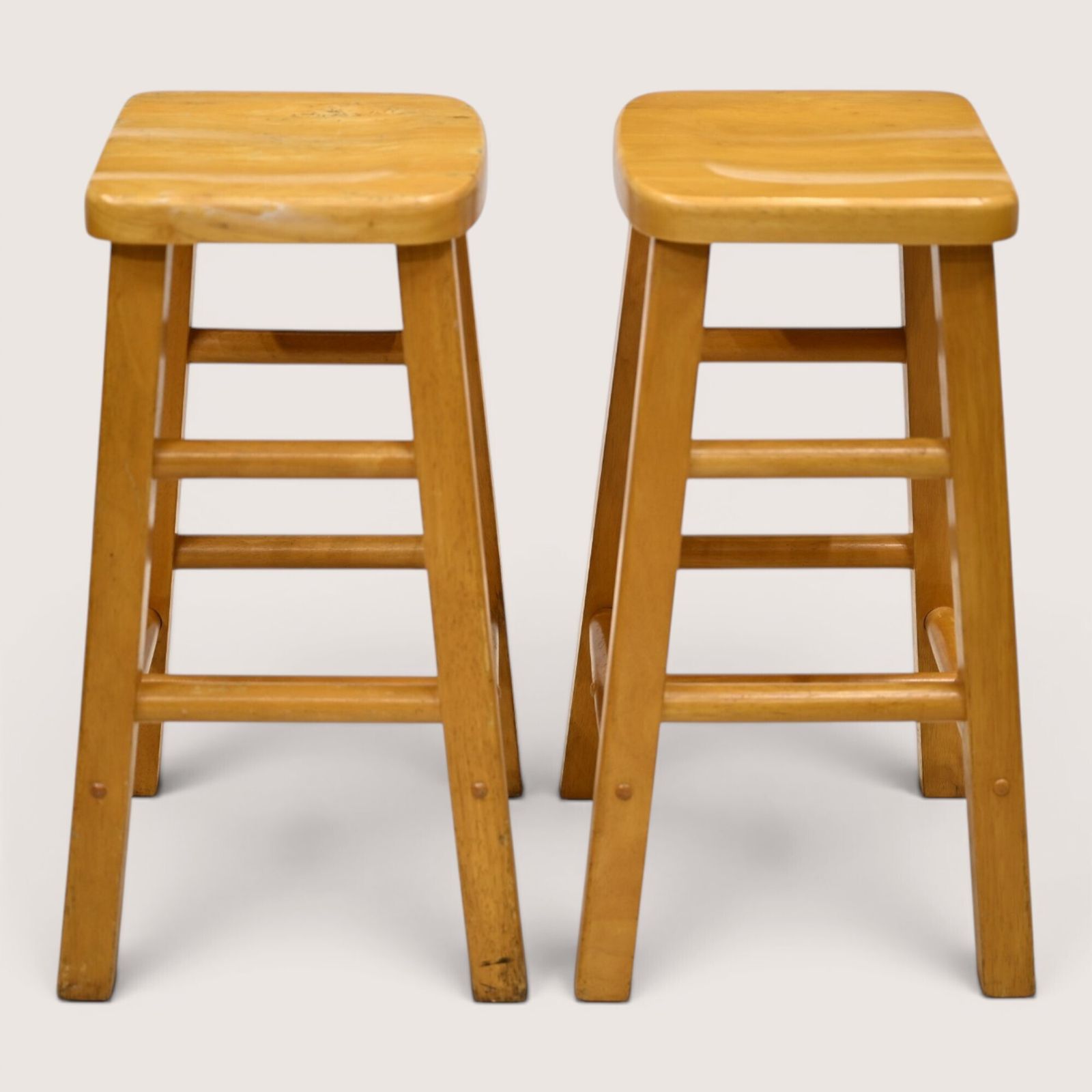 Pair Of Breakfast Bar Stools 66cm Seat Height Vintage Beech Free Uk Delivery* photo furniture