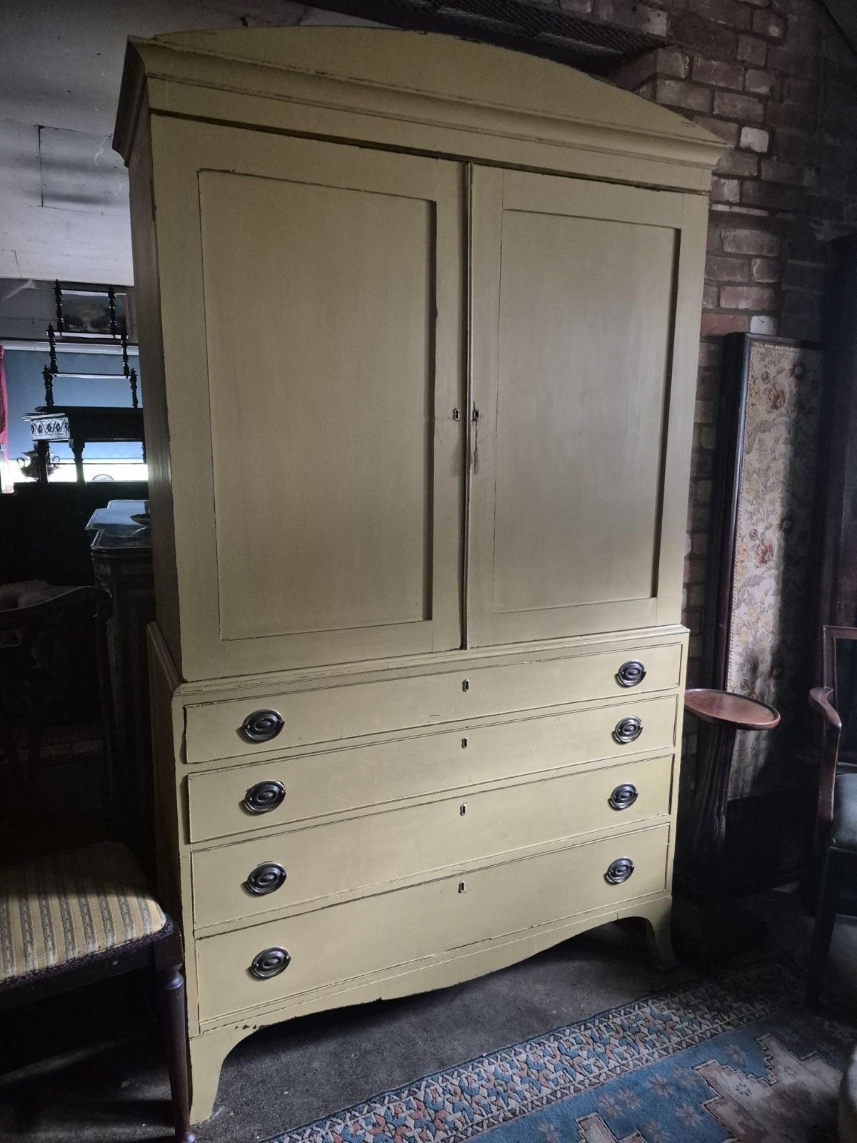 photo furniture Fabulous C1820 Rustic Country House Yellow Regency Larder Cupboard Linen Press