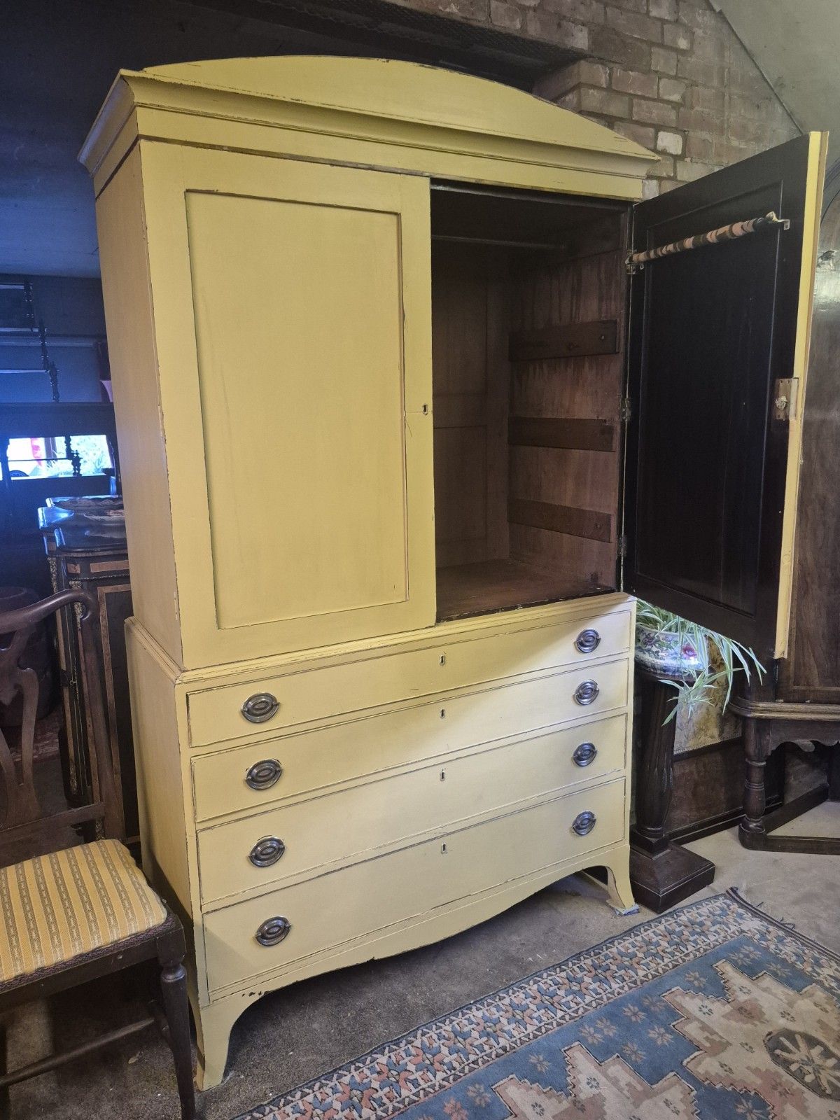 Furniture Fabulous C1820 Rustic Country House Yellow Regency Larder Cupboard Linen Press photo