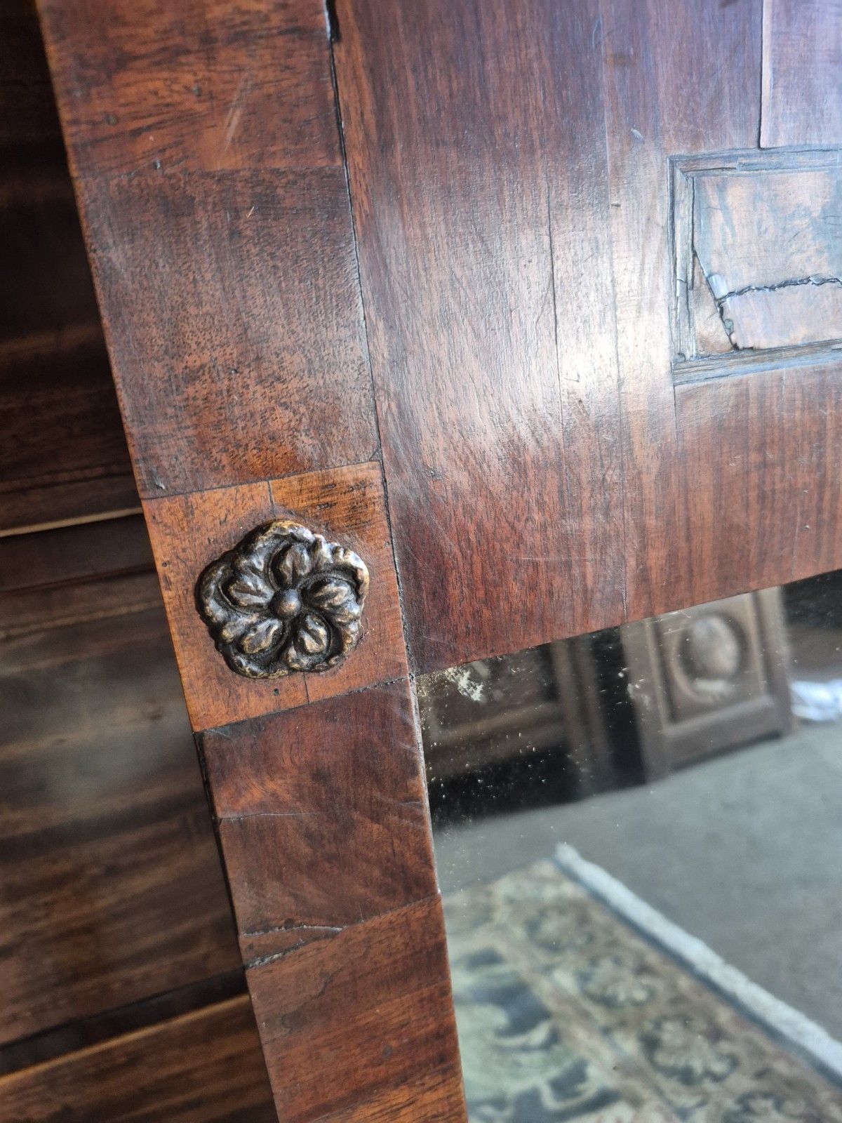 An Amazing 19th C Italian Pier Mirror Winged Putti , Satine, Walnut And Poplar photo vintage