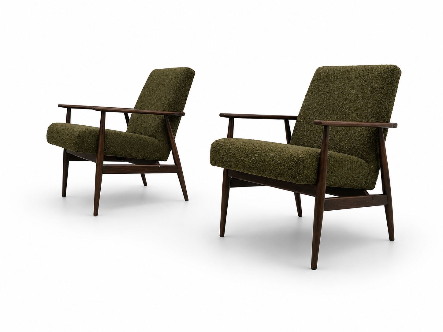 1960 Henryk Lis Armchair In Dark Green Boucle photo 550.0