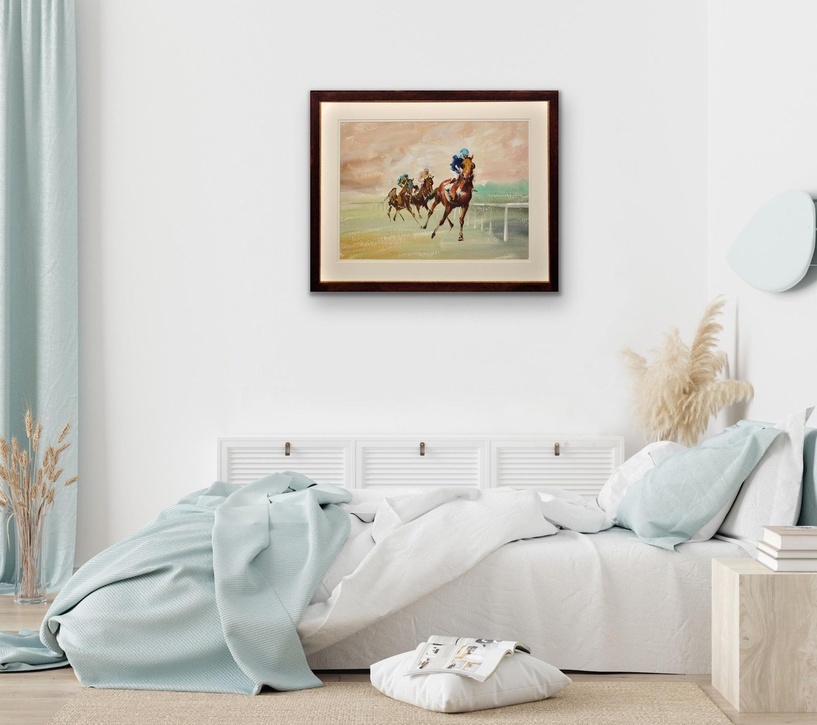 Art John Rattenbury Skeaping, 1901-1980. Anglais. A Three Horse Race, 1963. Peinture de courses hippiques, gouache et aquarelle, milieu du XXe siècle. photo