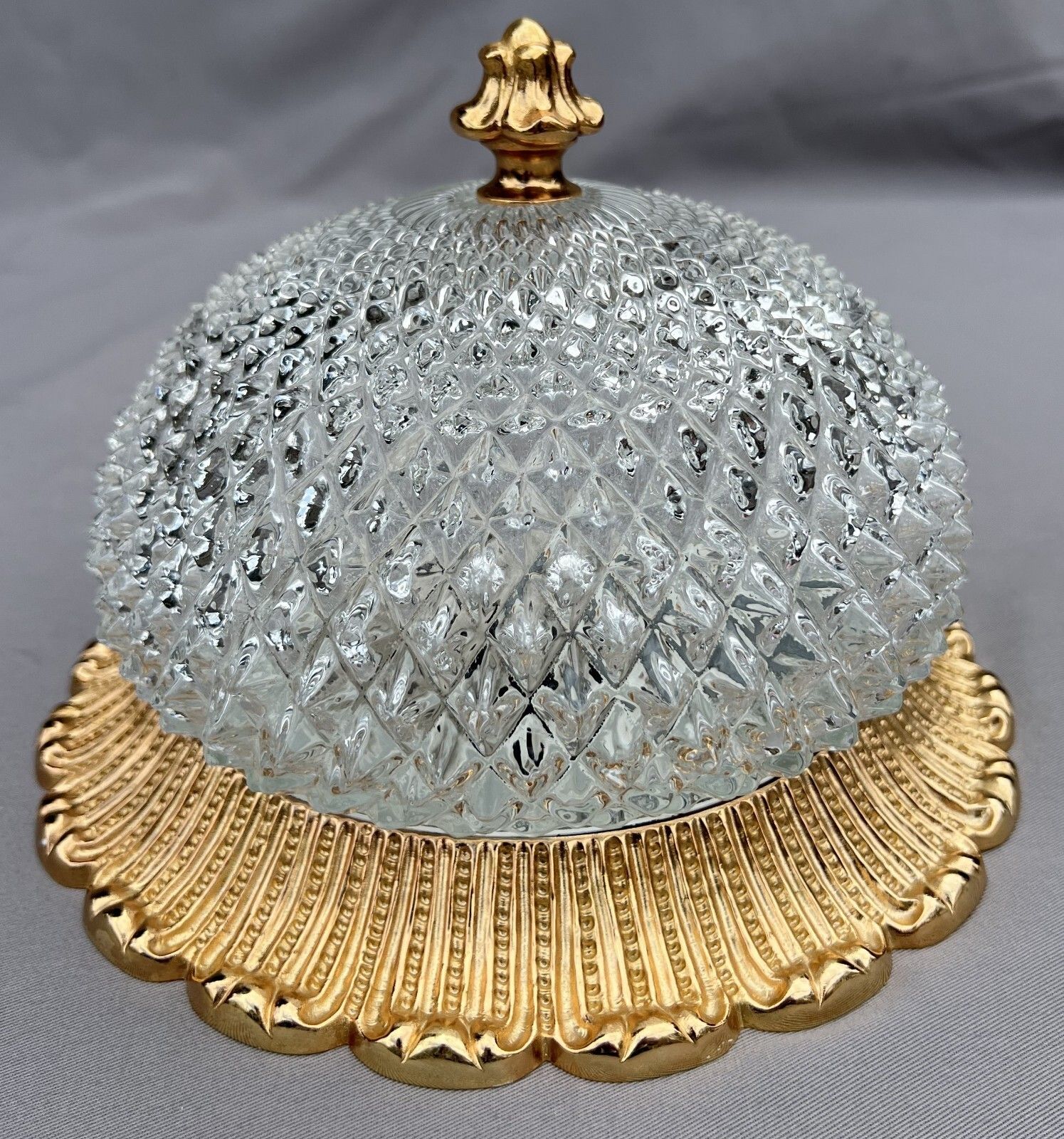 Ceiling Lamp Vintage French Brass Pressed Crystal Pendant Chandelier Lot 6001