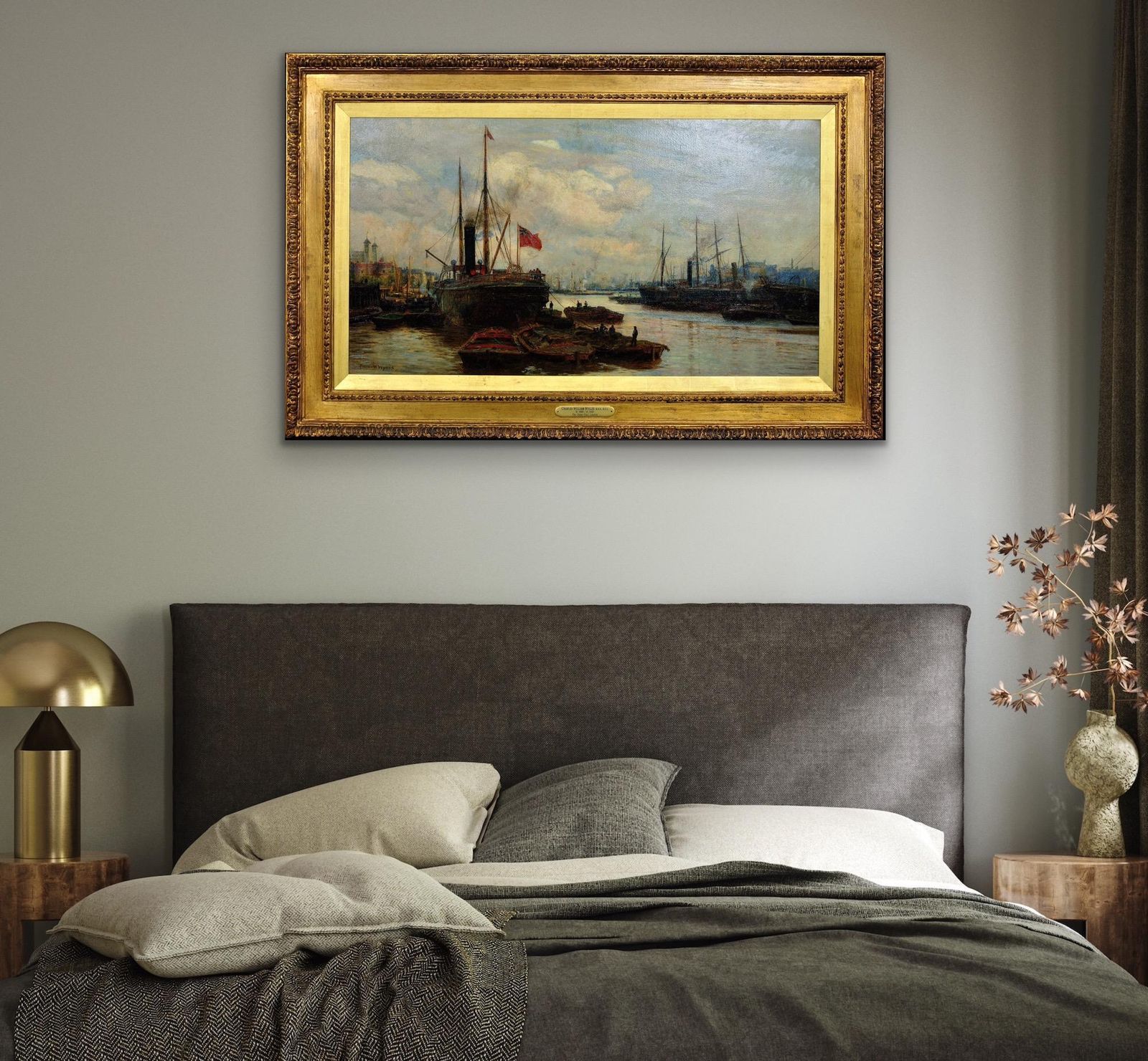 14895.0 The Upper Pool River Thames 1880s Maritime London Docklands Framed Oil Painting photo