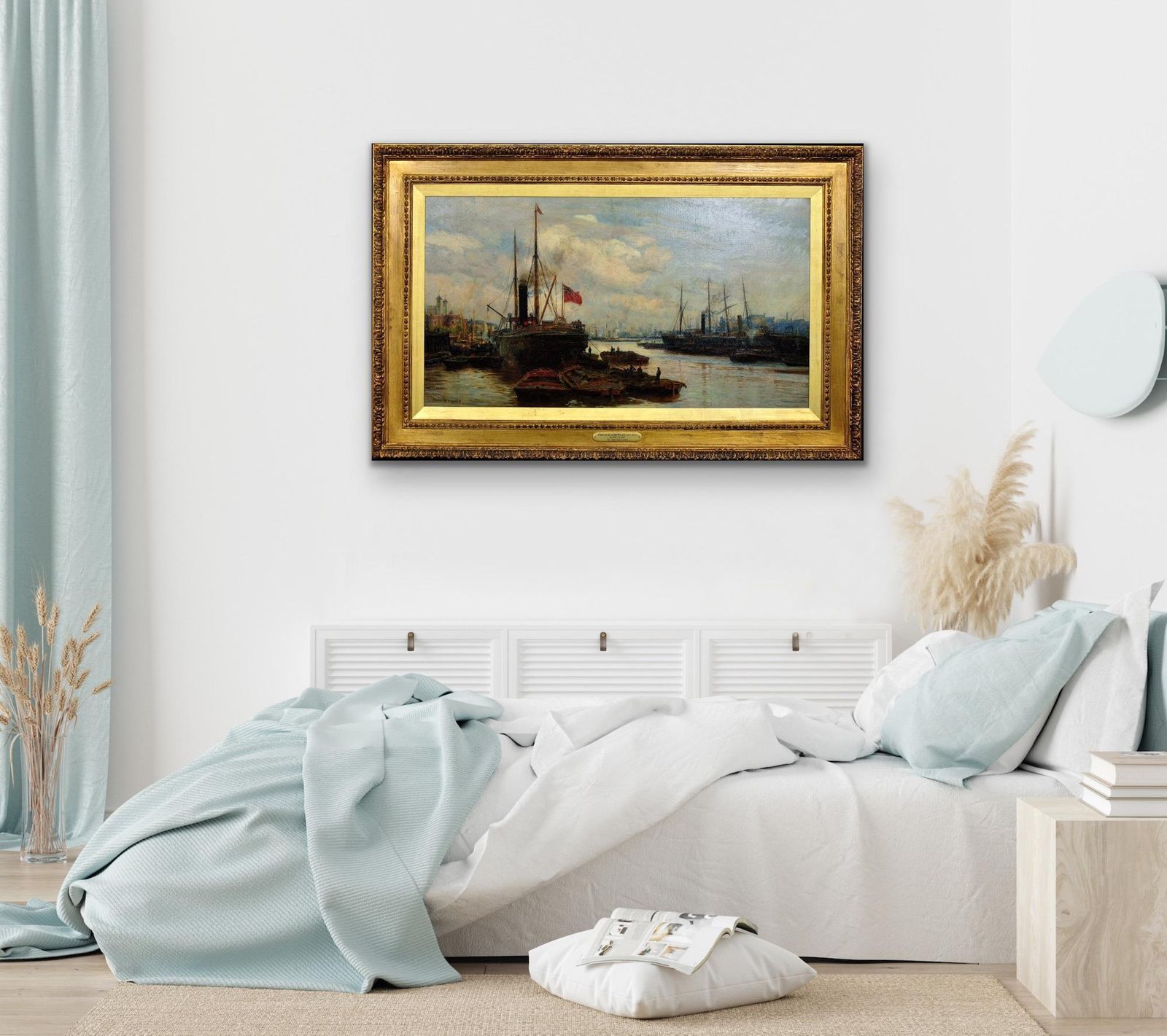 photo vinterior The Upper Pool River Thames 1880s Maritime London Docklands Framed Oil Painting