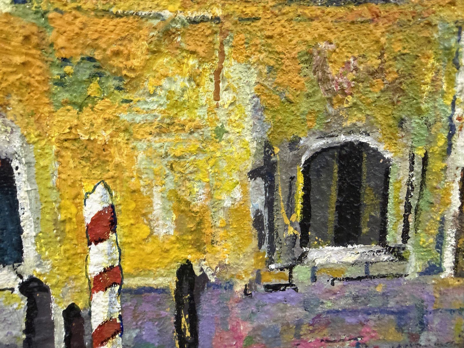 Ulpiano Carrasco, Palais de Venise et embarcadère à gondoles, vue colorée du canal en impasto, huile sur toile, Italie, 2007 photo Art