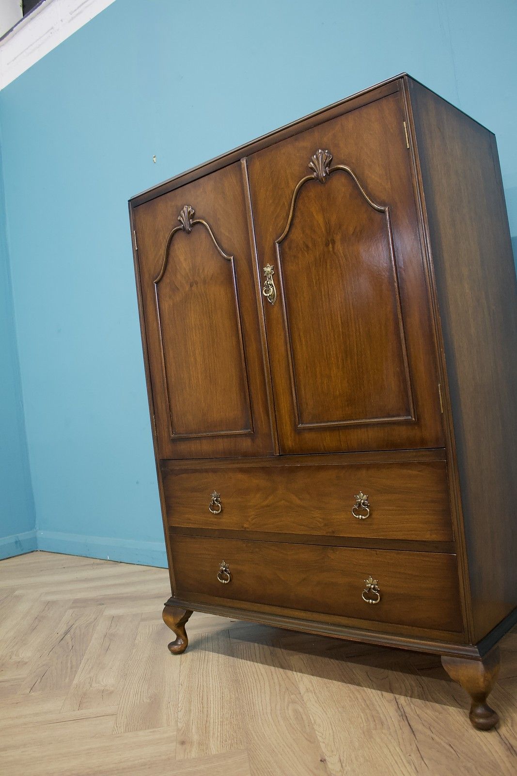 Vintage Art Deco Style Burr Walnut Tallboy, 1950s #1787 photo 399.0