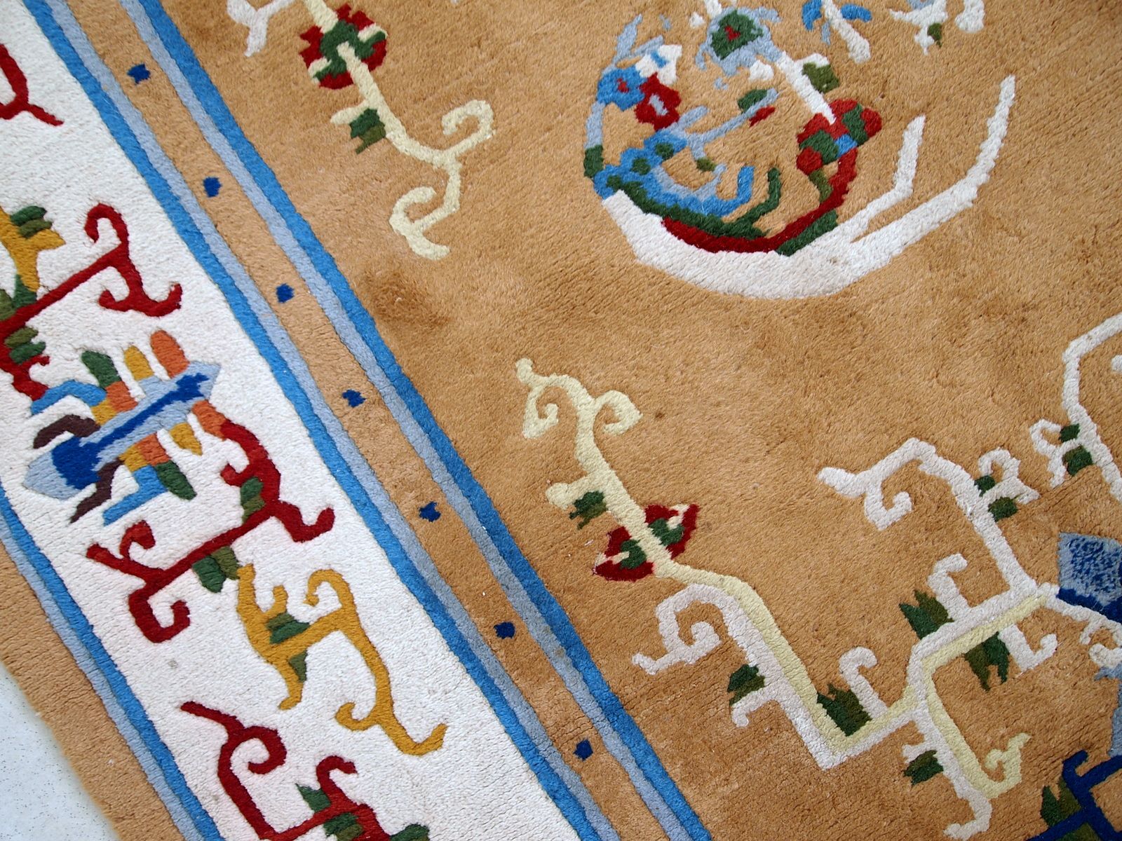 Handmade Art Deco Chinese Rug 3.9' X 6.9' Wool 1960s photo 510.0